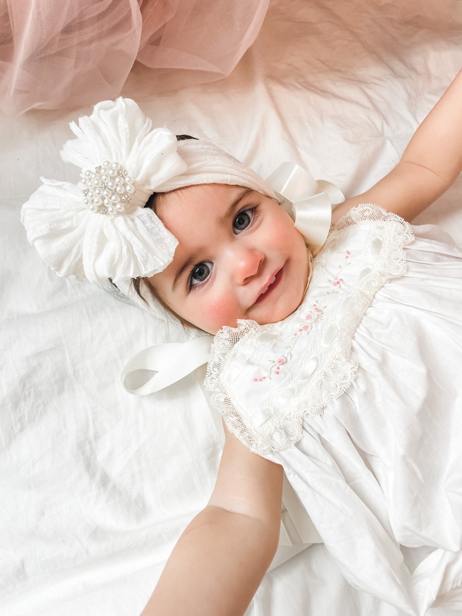 Pearl Embellished Signature Ruffled Baby Headband