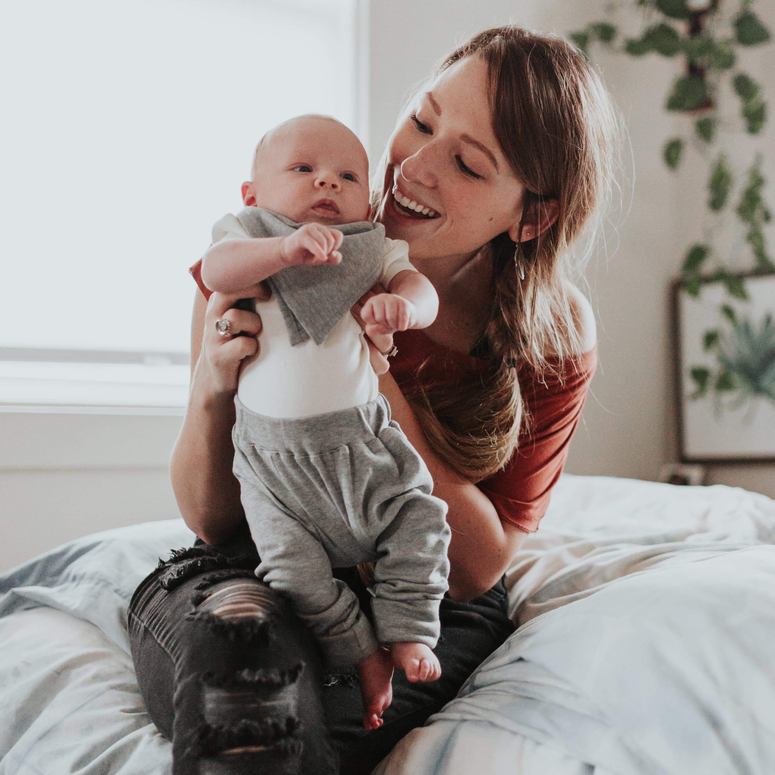 2 Pc. Pants Set | Ivory & Heather Grey