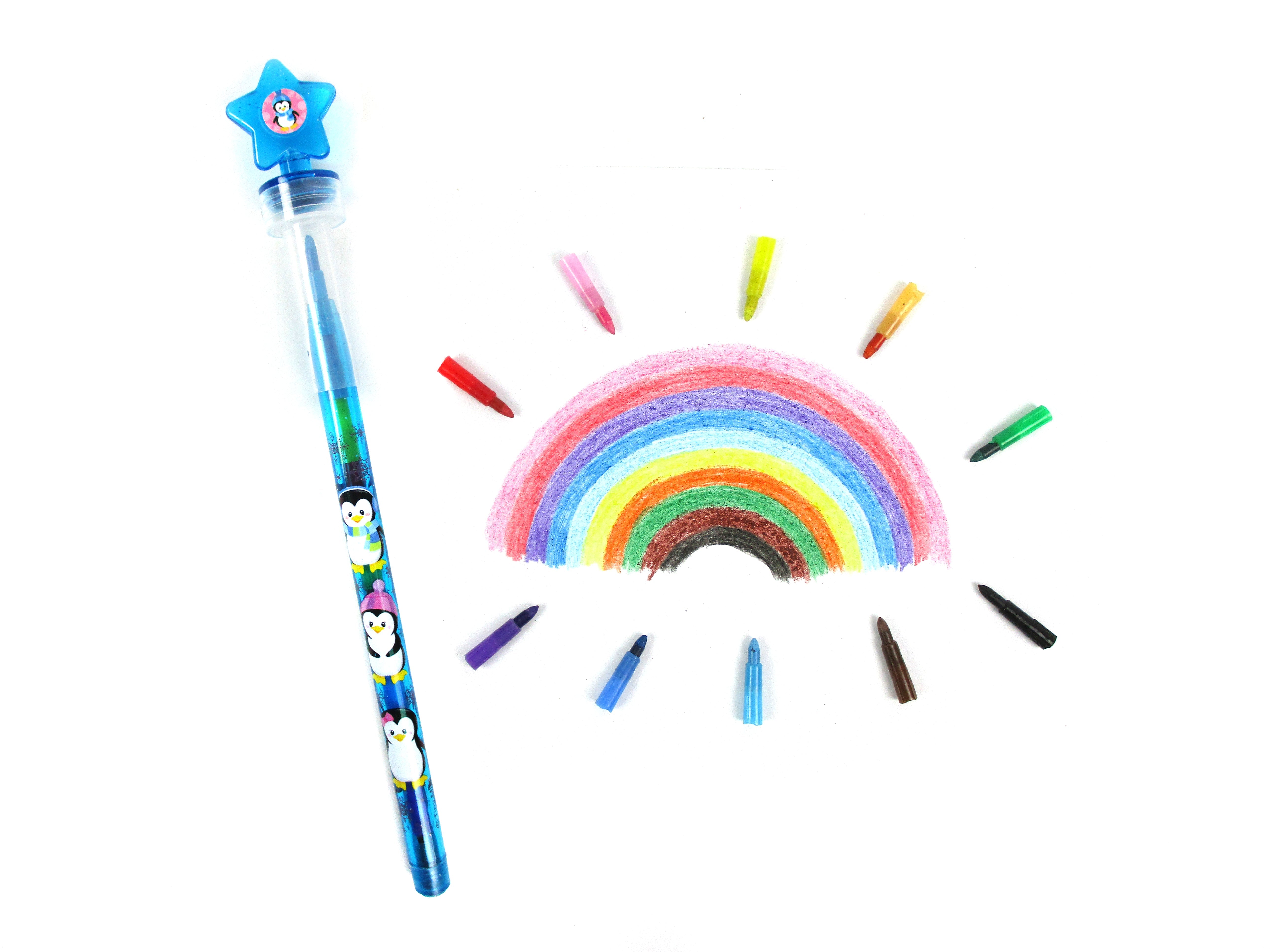 Penguin Stackable Crayon With Stamper Topper