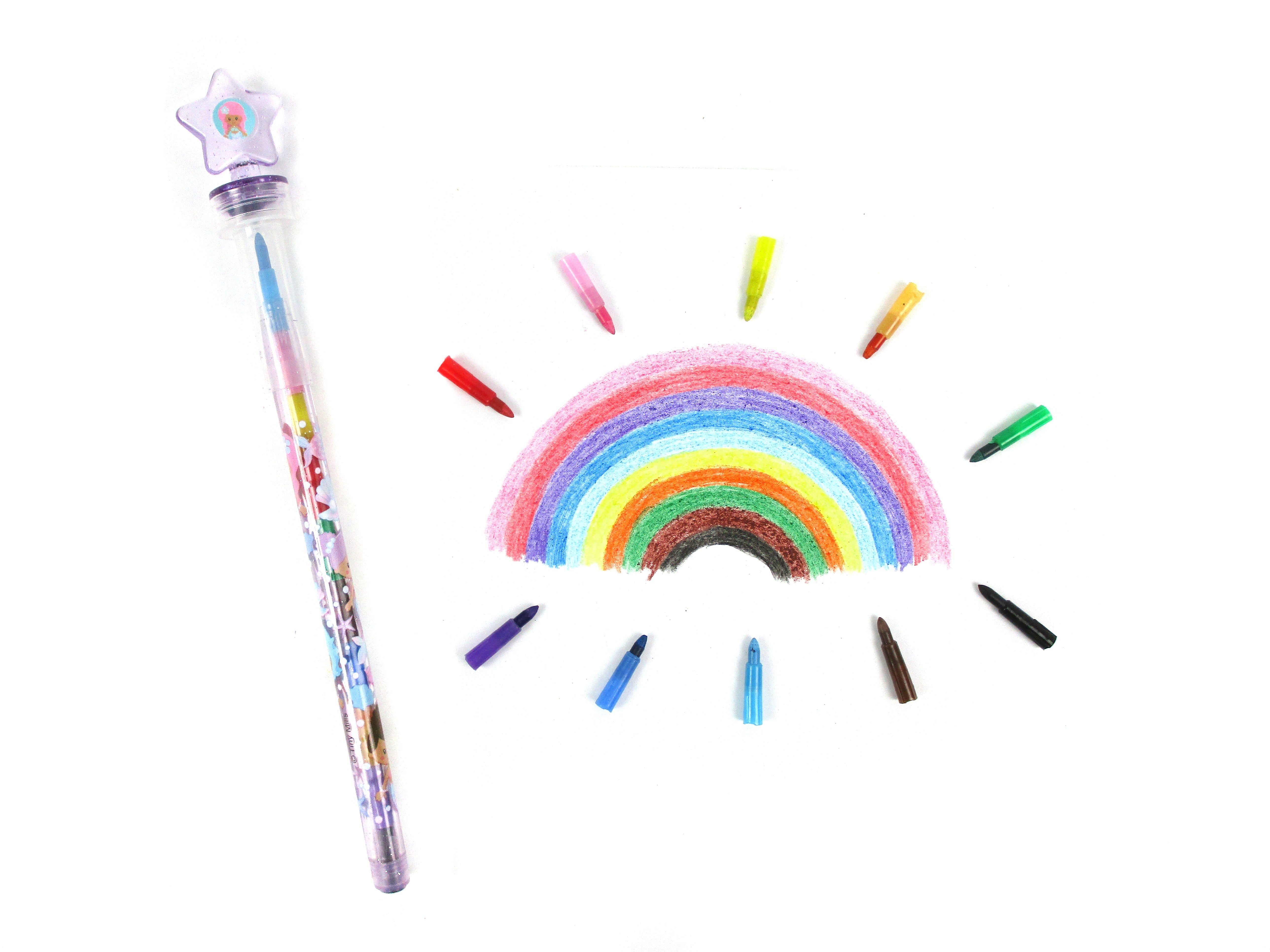 Rainbow Mermaid Stackable Crayon With Stamper Topper