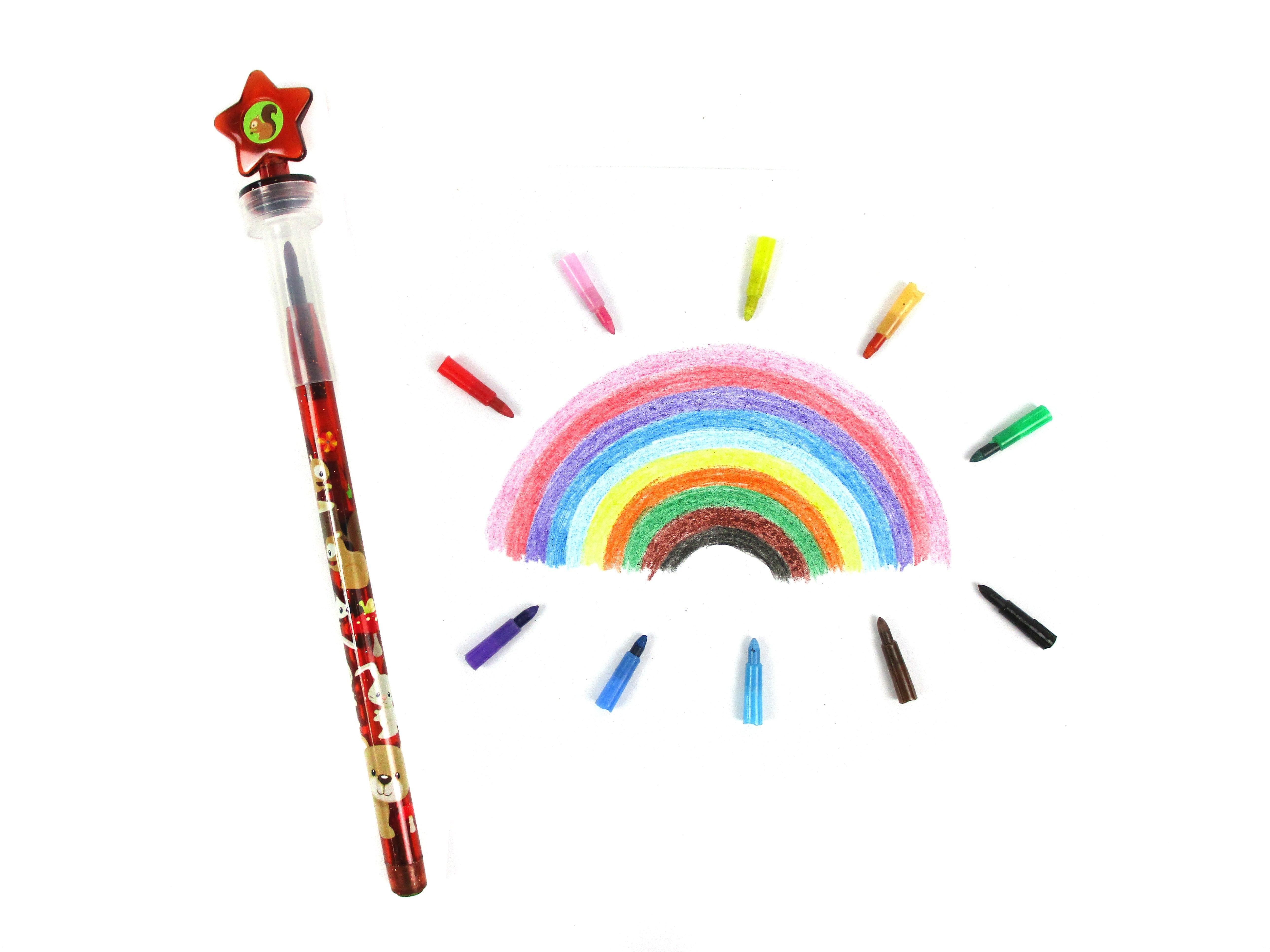 Woodland Animals Stackable Crayon With Stamper Topper
