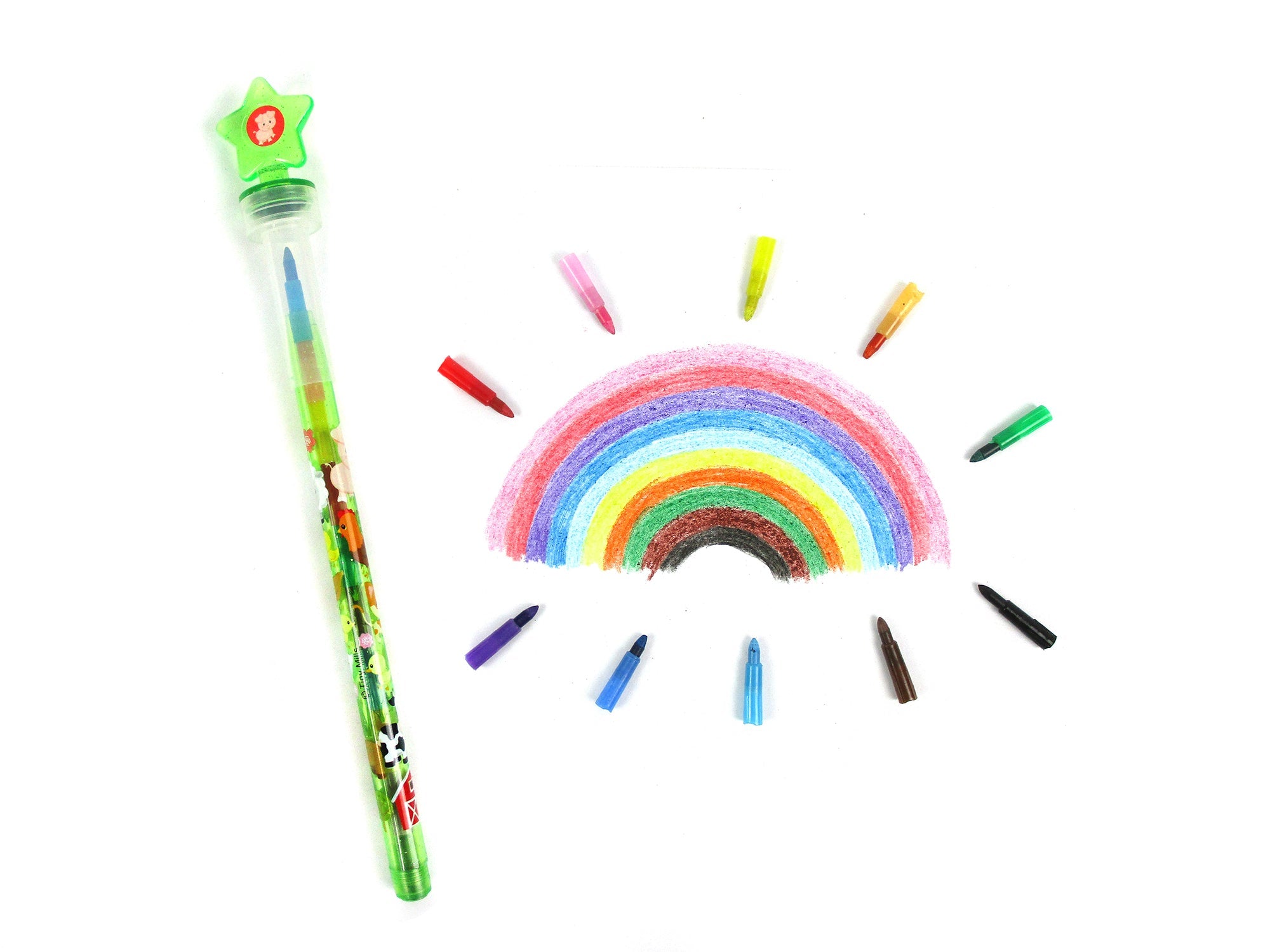 Farm Animals Stackable Crayon With Stamper Topper