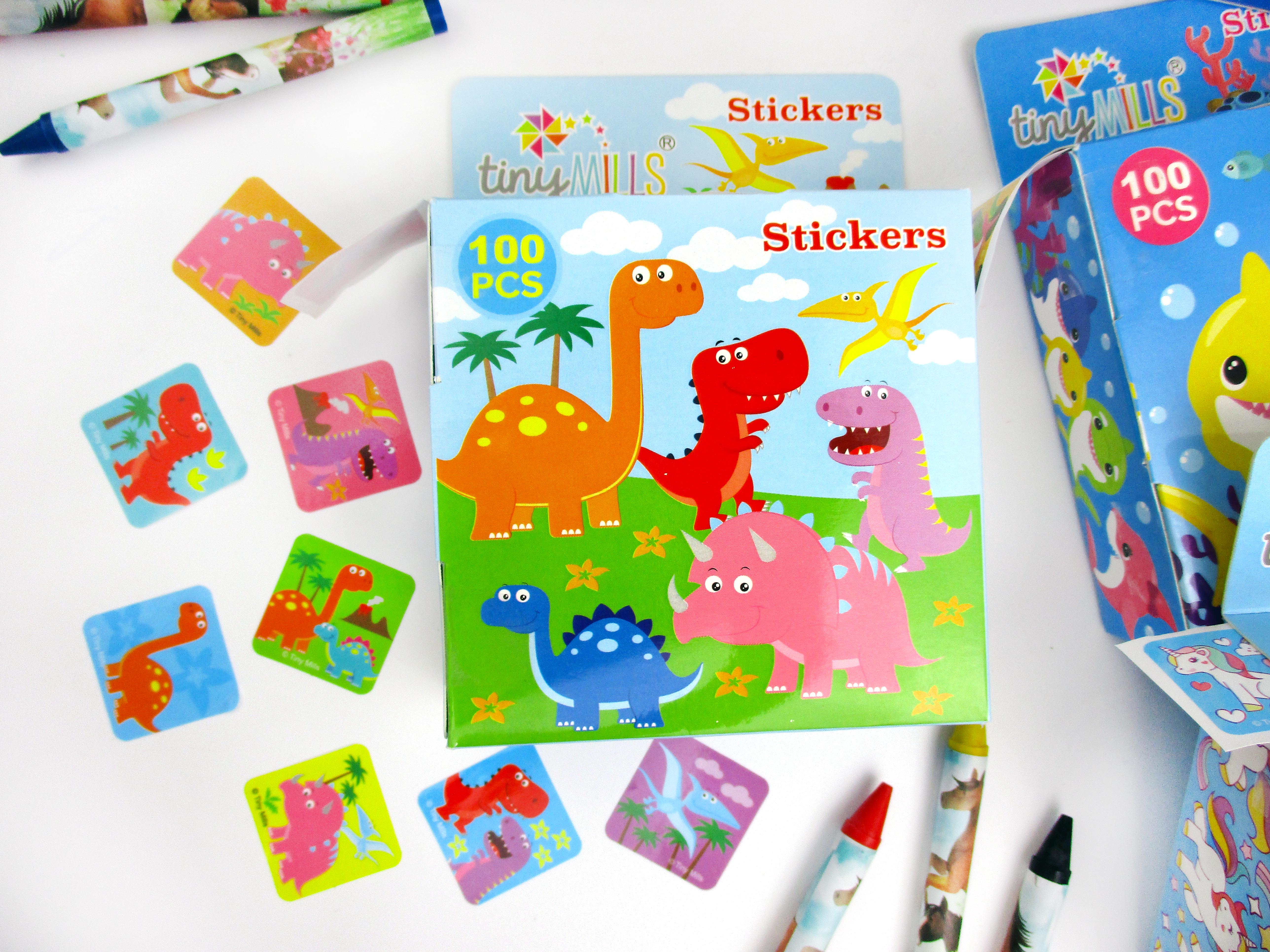 Dinosaur Stickers 100 Stickers/dispenser, Pack Of 1 Or 6 Or 12 Dispensers