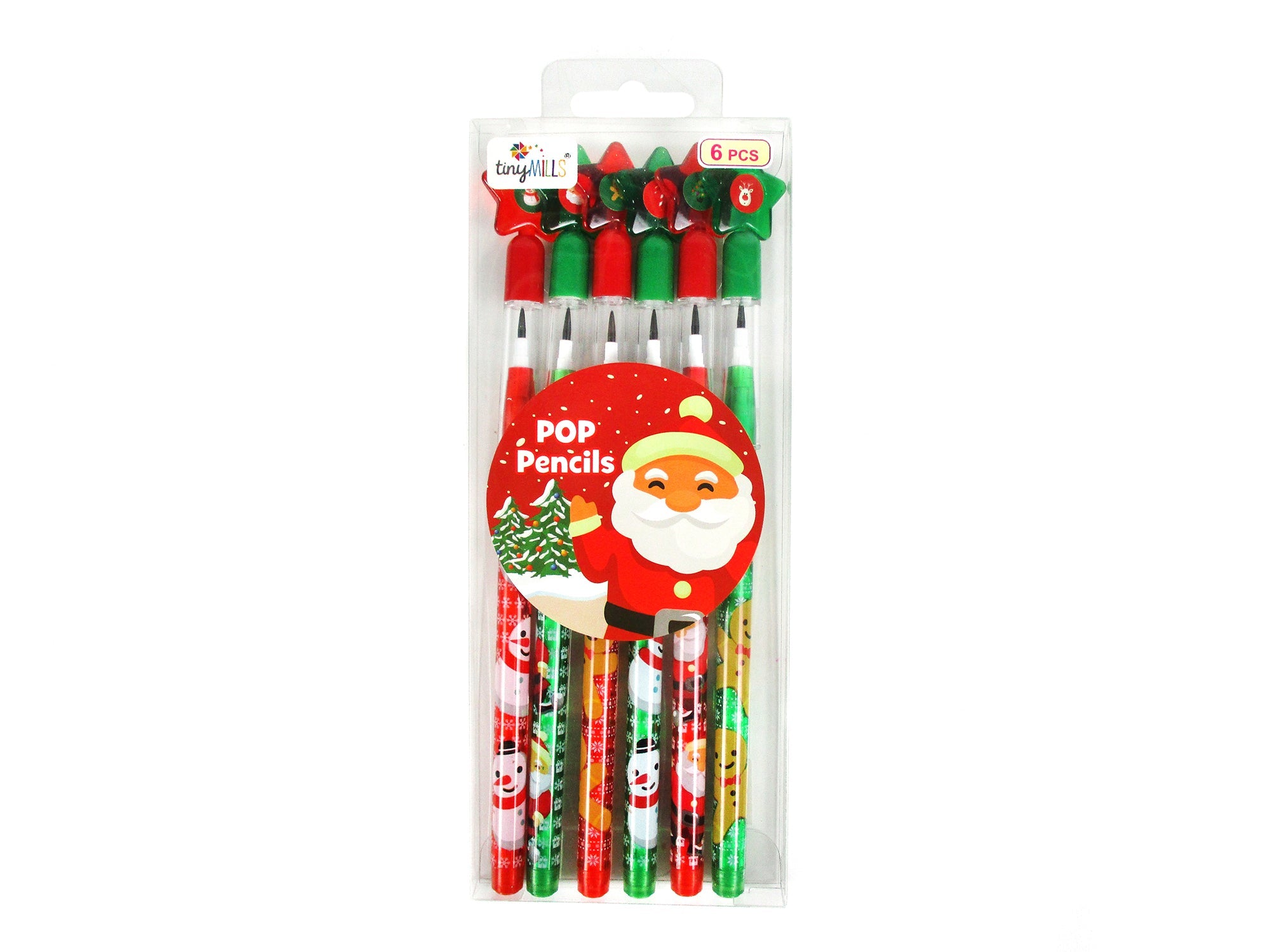 Holiday Season Christmas Stackable Point Pencils - Set Of 6