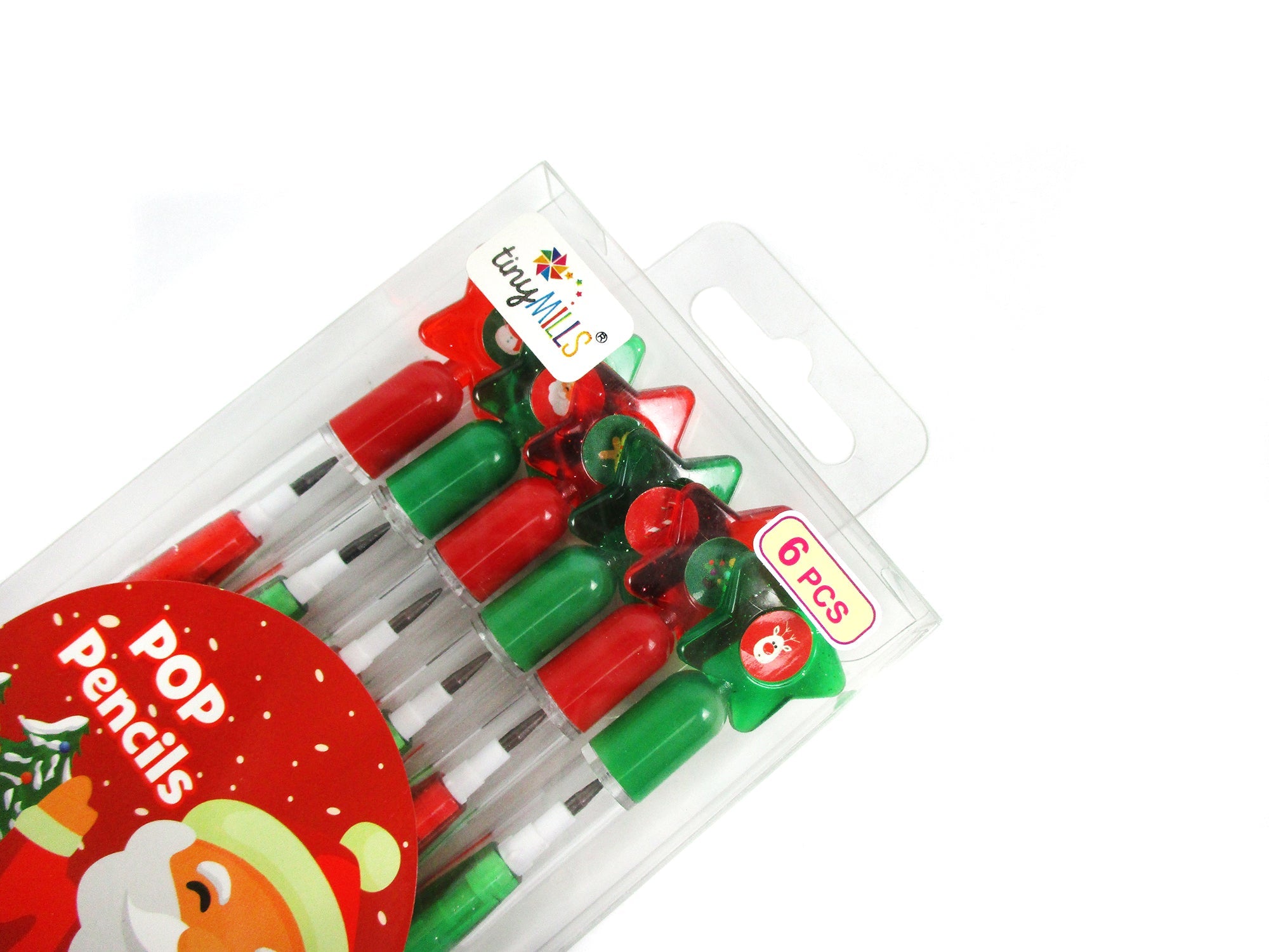 Holiday Season Christmas Stackable Point Pencils - Set Of 6