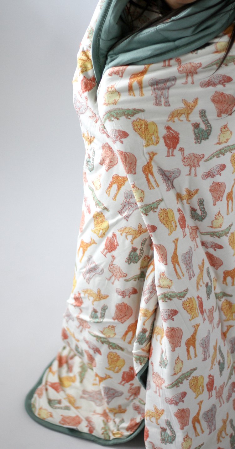 My First Zoo Trip-toddler Bamboo Blanket – Soft, Warm & Reversible