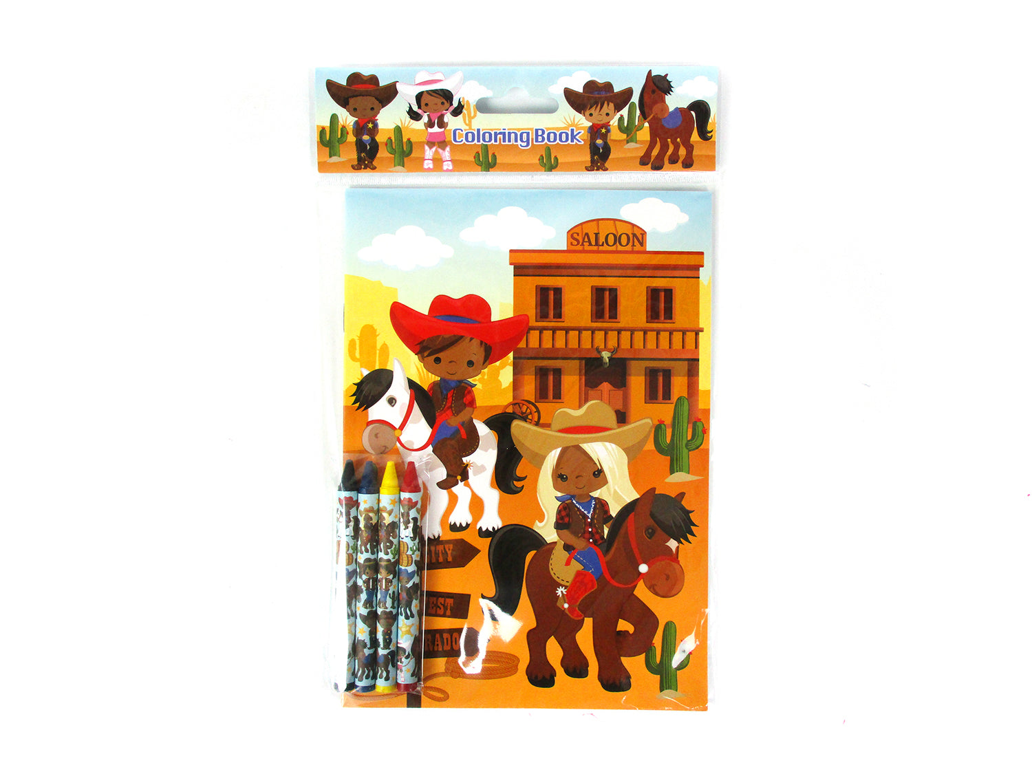 Western Black Cowboy Cowgirl Coloring Books With Crayons Party Favors - Set Of 6 Or 12
