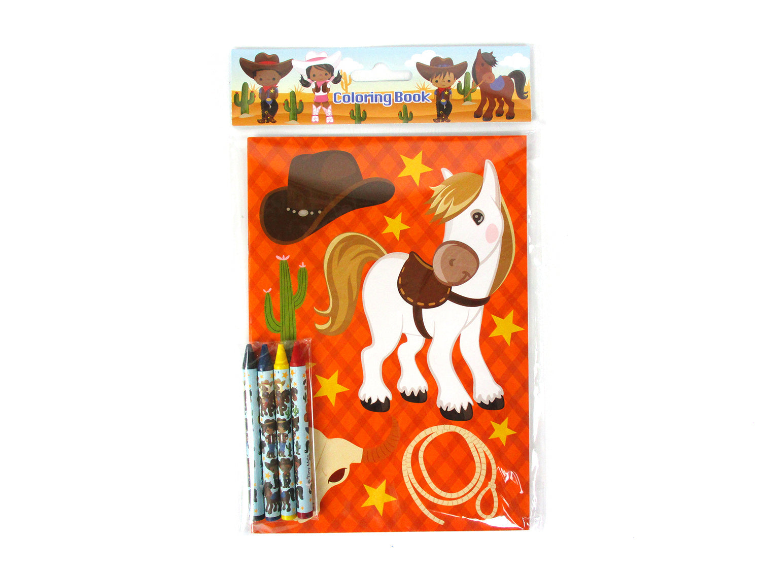 Western Black Cowboy Cowgirl Coloring Books With Crayons Party Favors - Set Of 6 Or 12