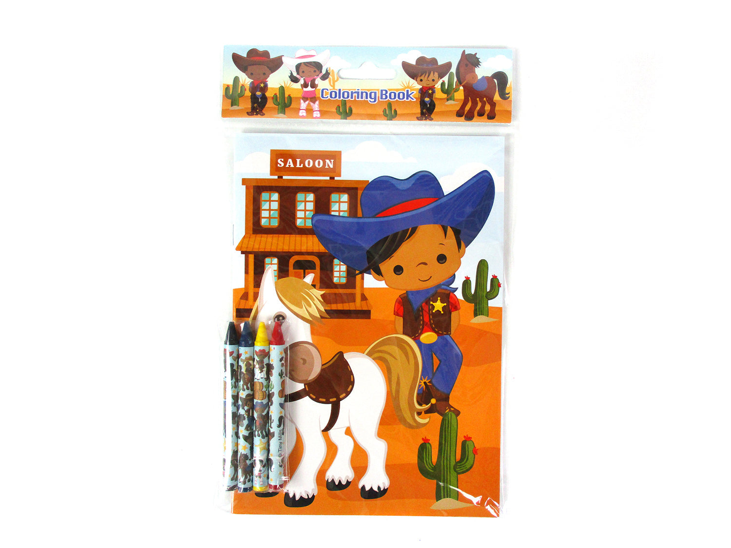 Western Black Cowboy Cowgirl Coloring Books With Crayons Party Favors - Set Of 6 Or 12