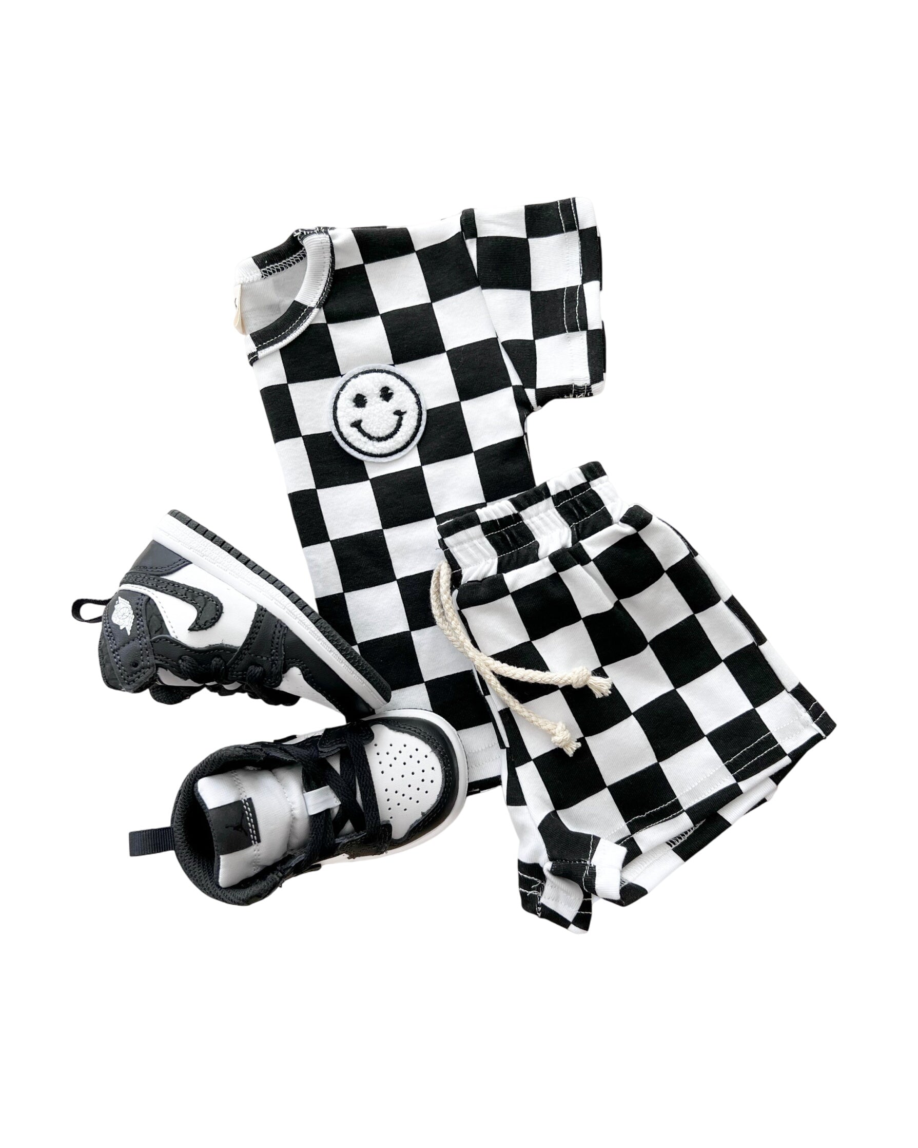 Checkered Shorts Set | Black