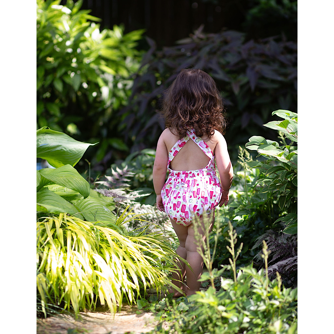 Cross Back Bubble Romper In Popsicles