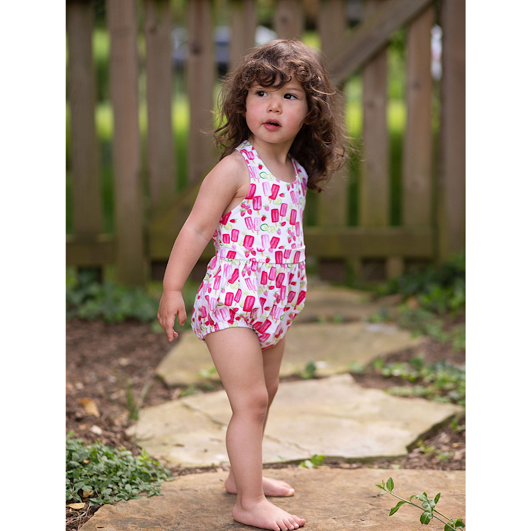 Cross Back Bubble Romper In Popsicles
