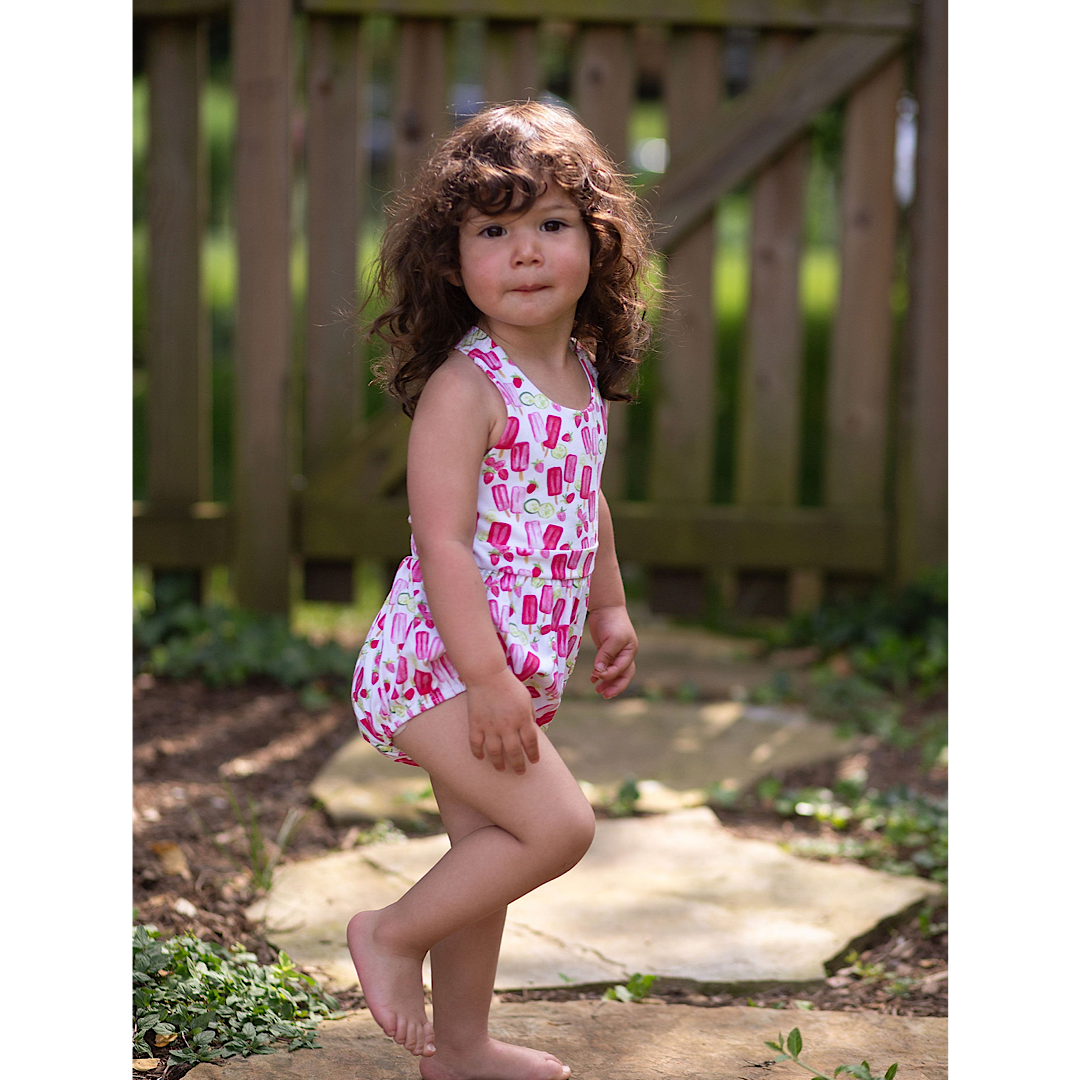 Cross Back Bubble Romper In Popsicles