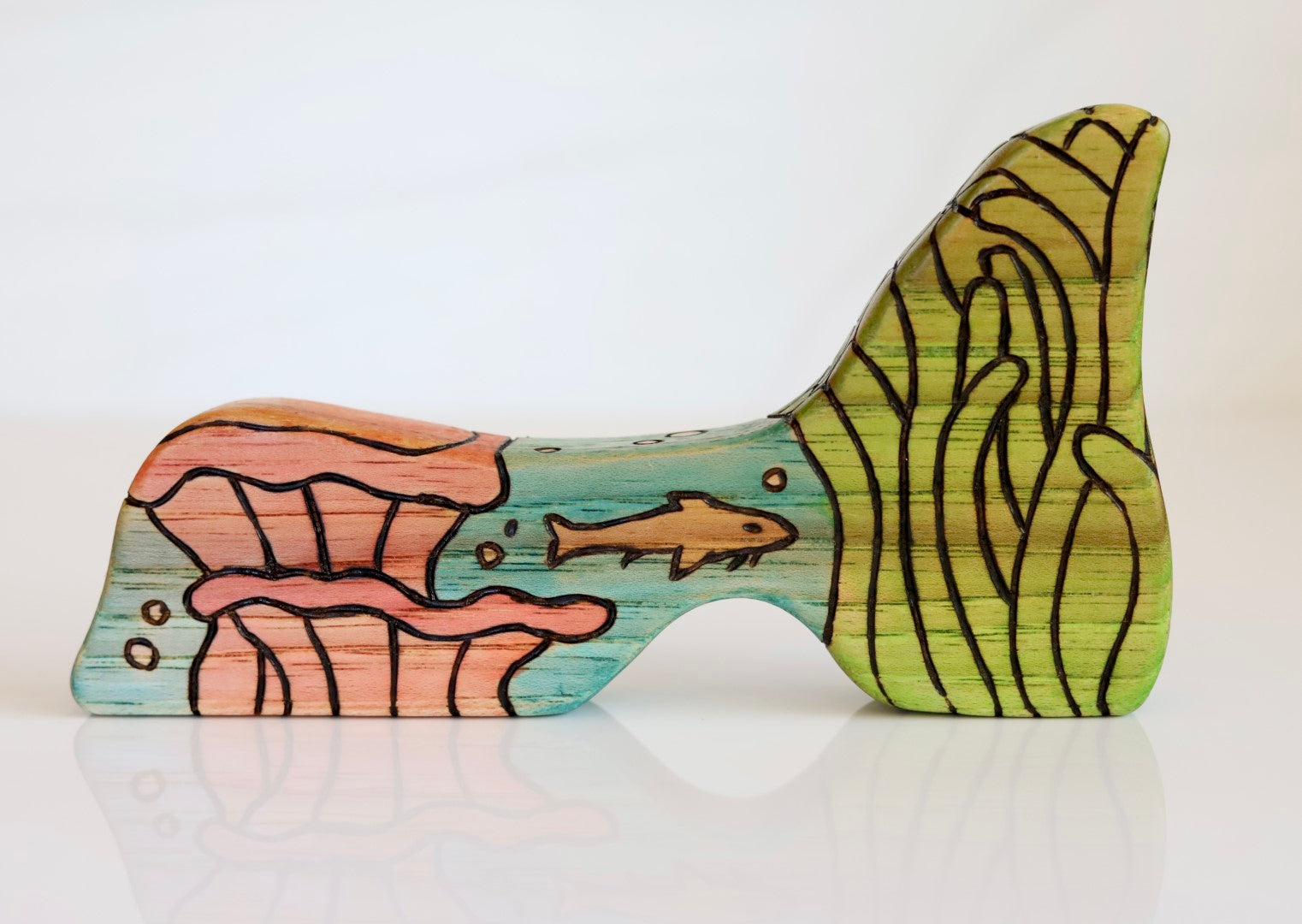 Wooden Ooak Underwater Catfish And Salamander Seaweed Playscape