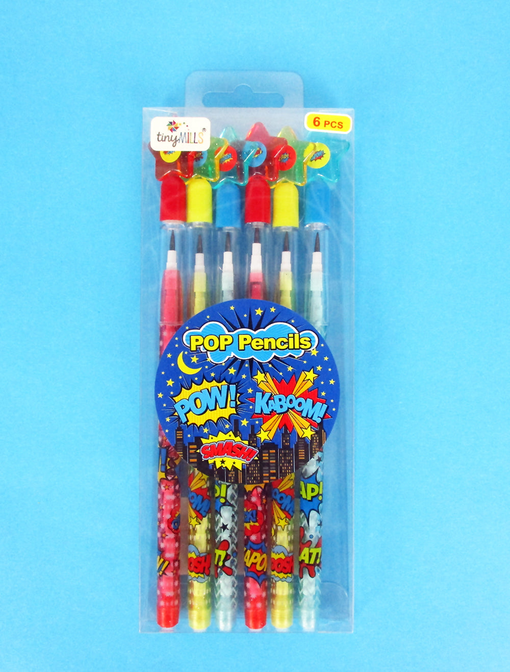 Superhero Stackable Point Pencils - Set Of 6