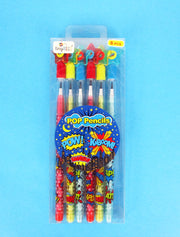 Superhero Stackable Point Pencils - Set Of 6