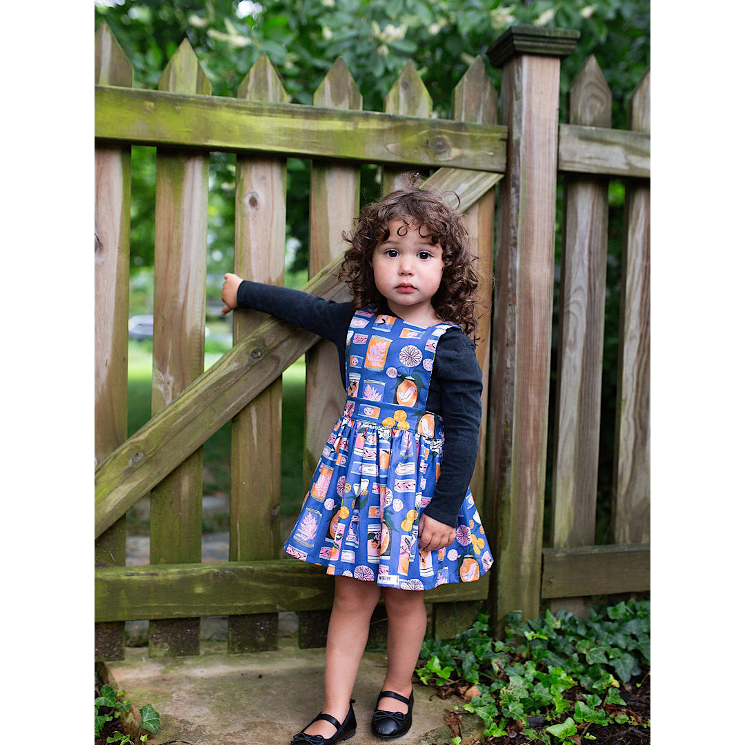 Pinafore Dress In Tin Can Flowers