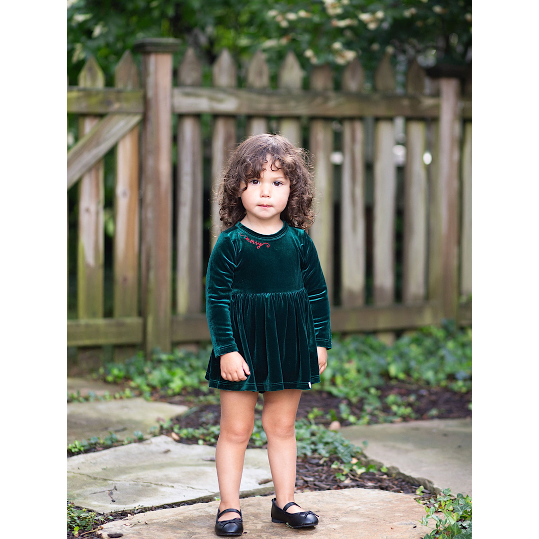 Holiday Bubble Romper In Emerald Velvet