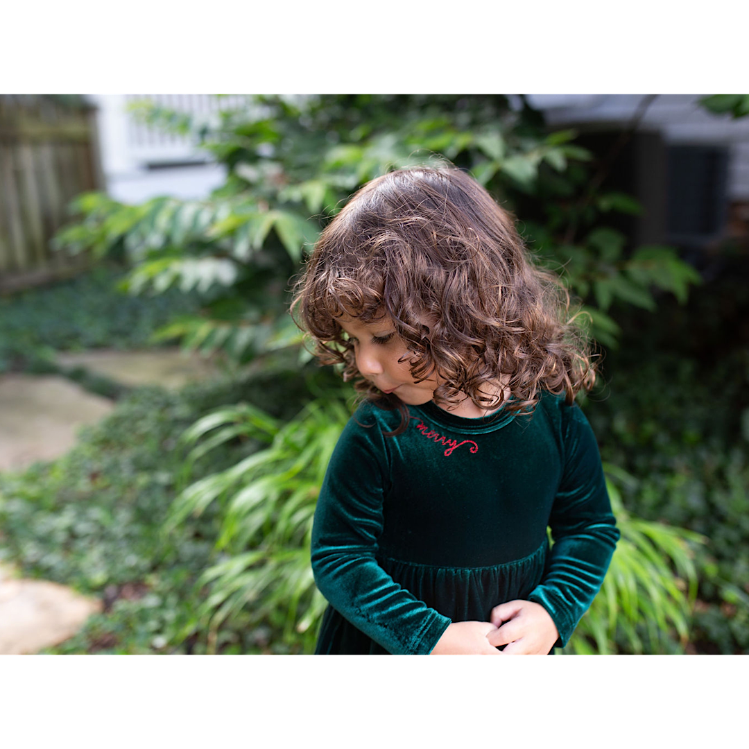 Holiday Bubble Romper In Emerald Velvet