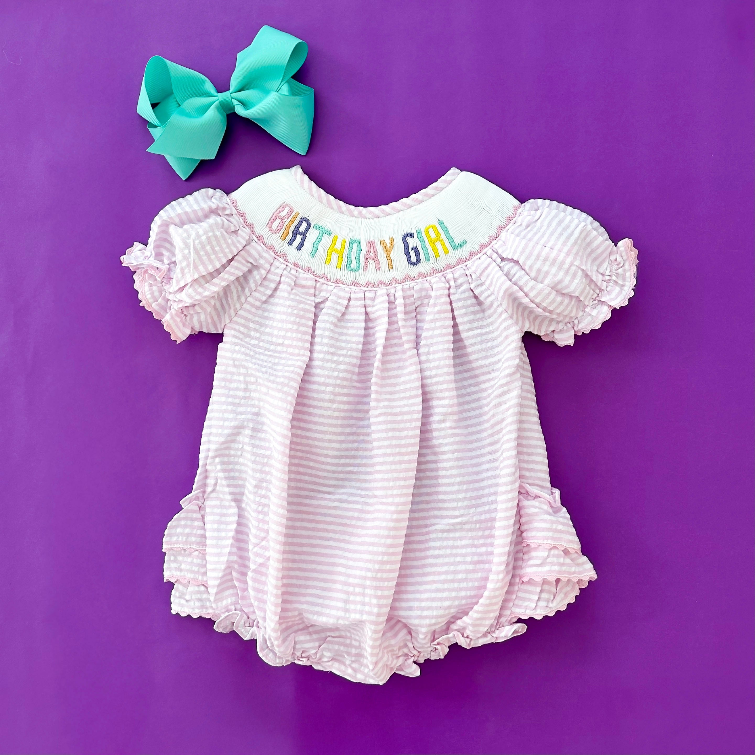 Smocked Birthday Girl Bubble