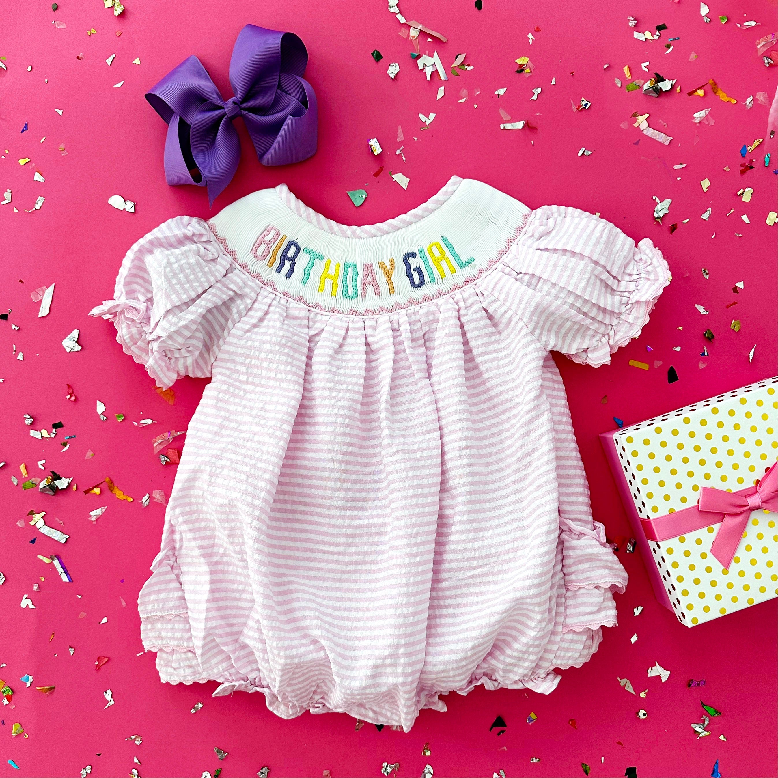 Smocked Birthday Girl Bubble