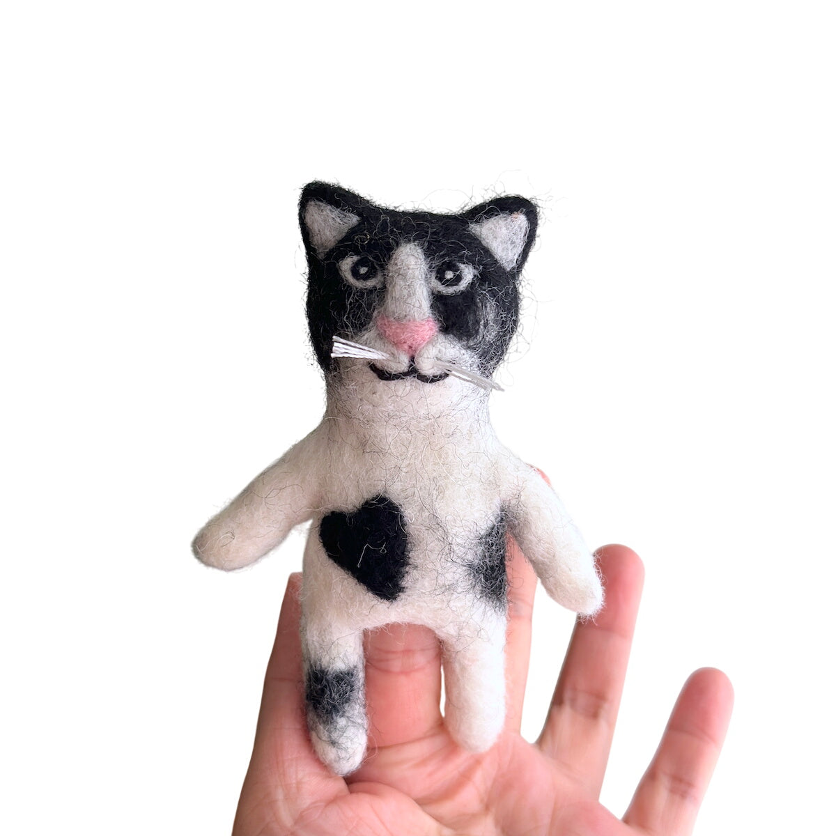 Felt Finger Puppet - Tuxedo Cat No.2
