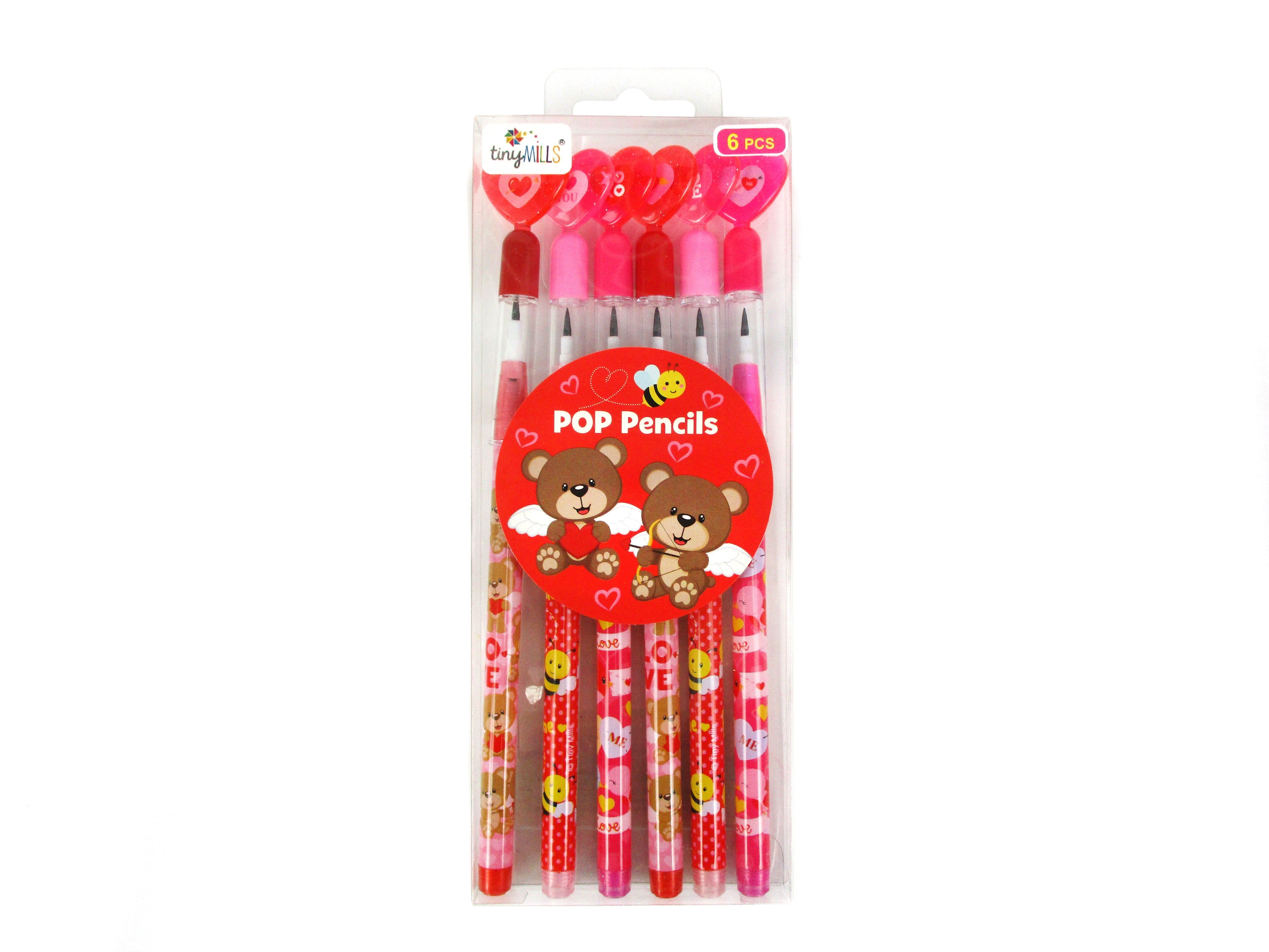 Valentine's Day Stackable Point Pencils - Set Of 6