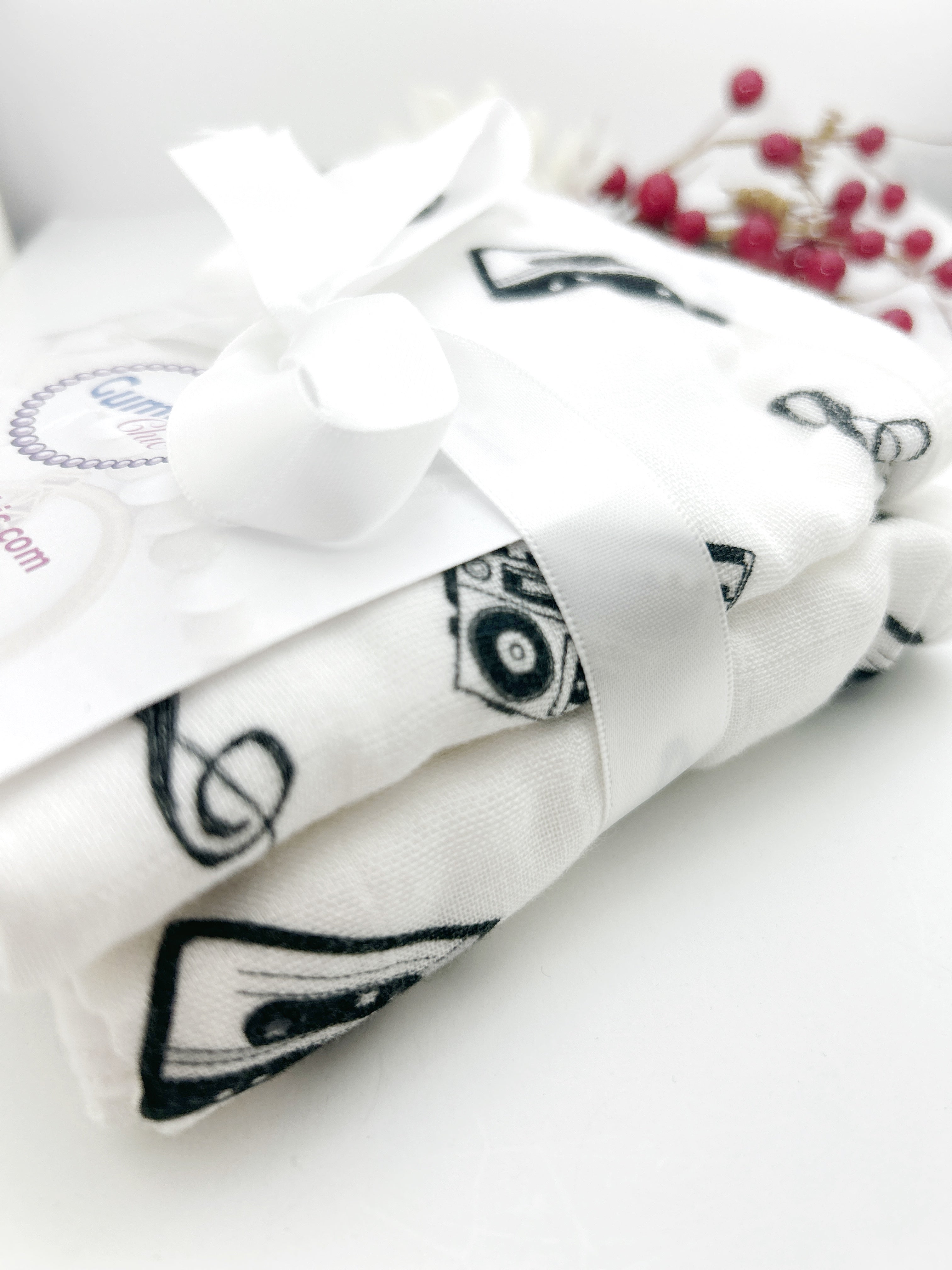 Mix Tape & Music Organic Cotton Burp Rag Set Of Two