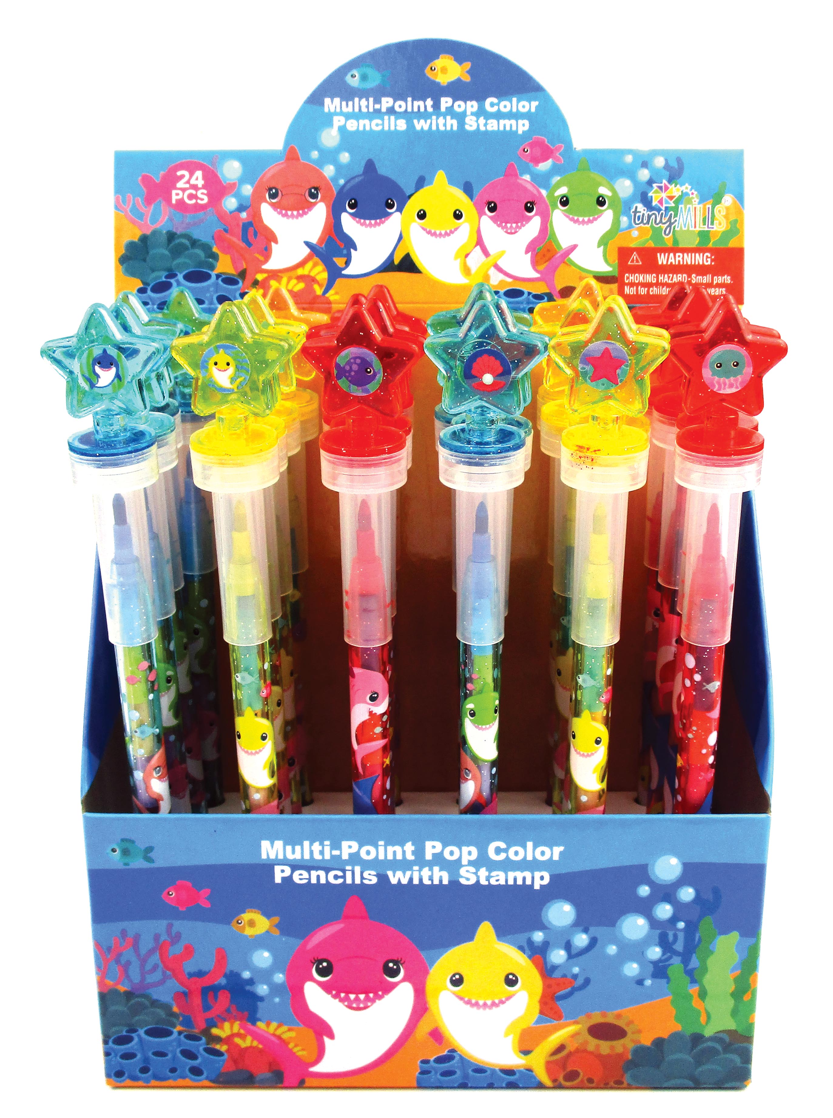 Shark Family Stackable Crayon With Stamper Topper