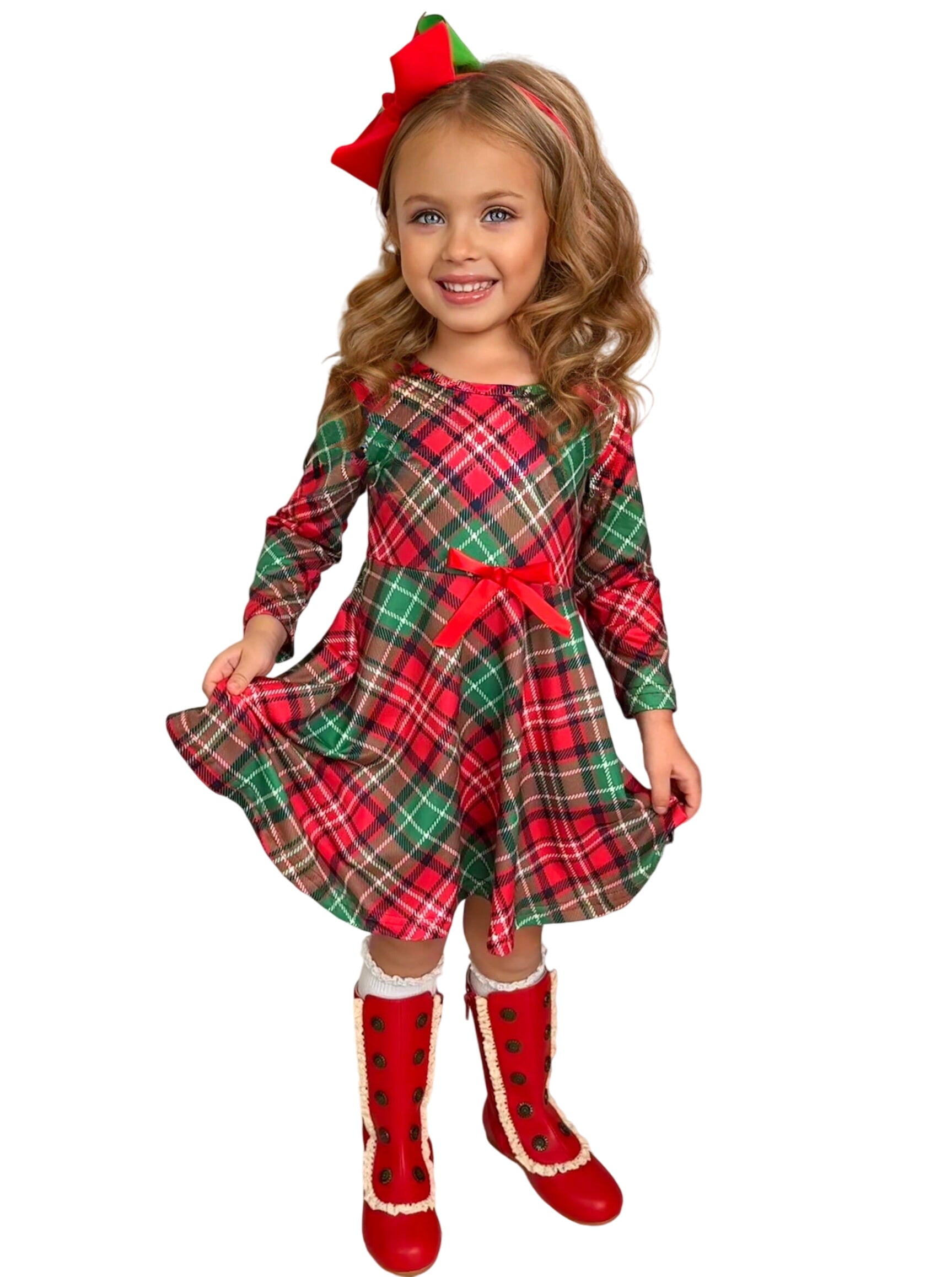 Mistletoe Princess Plaid Holiday Dress