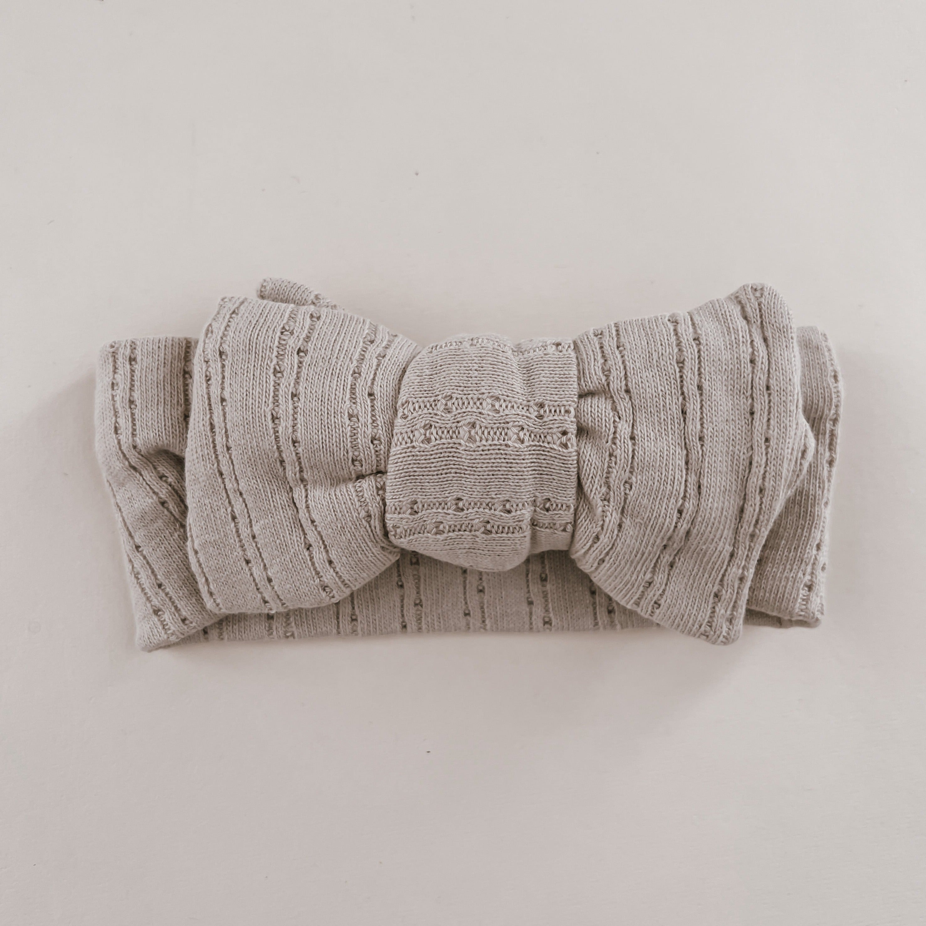 Pointelle Bow Headband - Beige