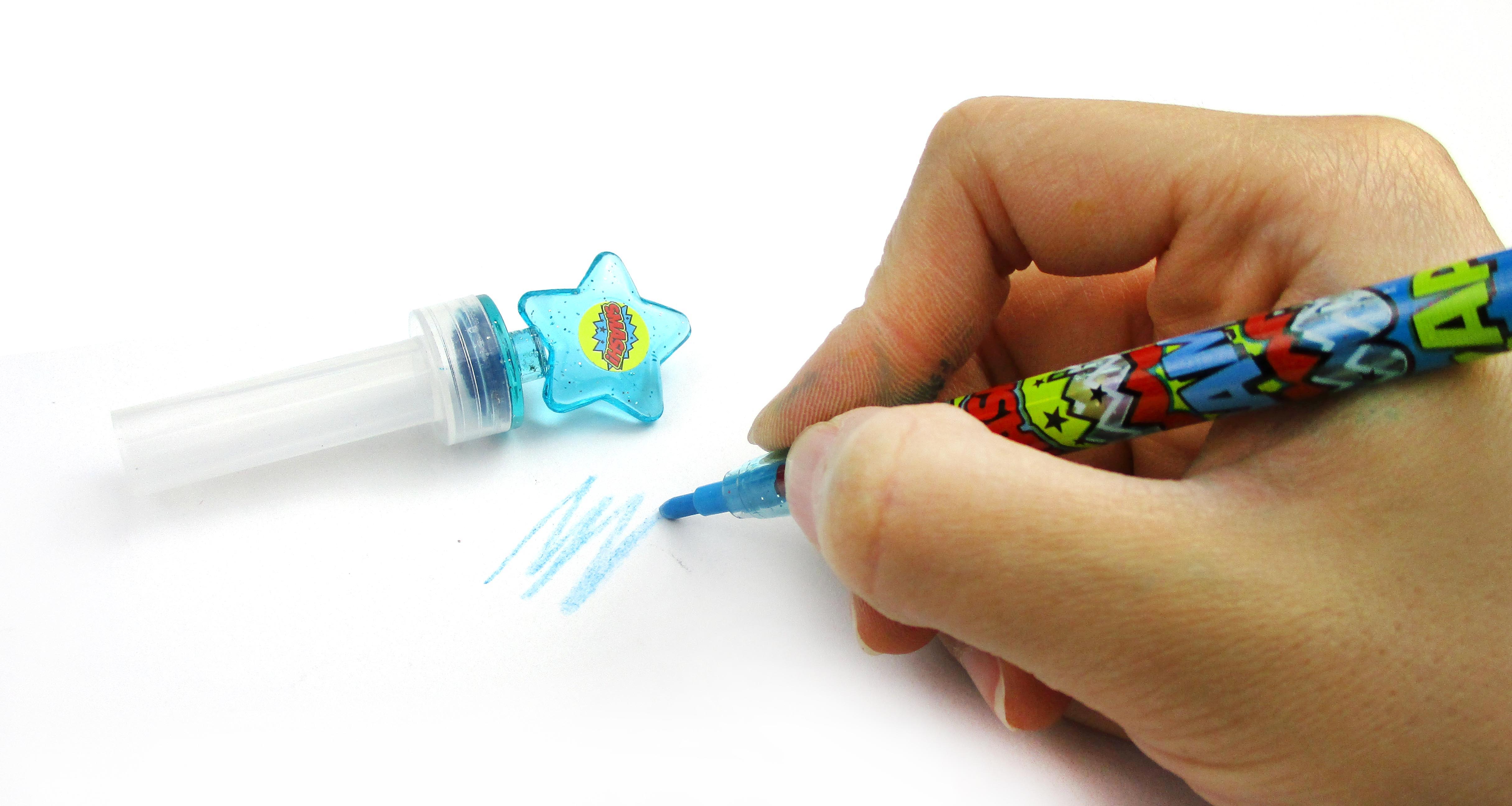 Superhero Stackable Crayon With Stamper Topper