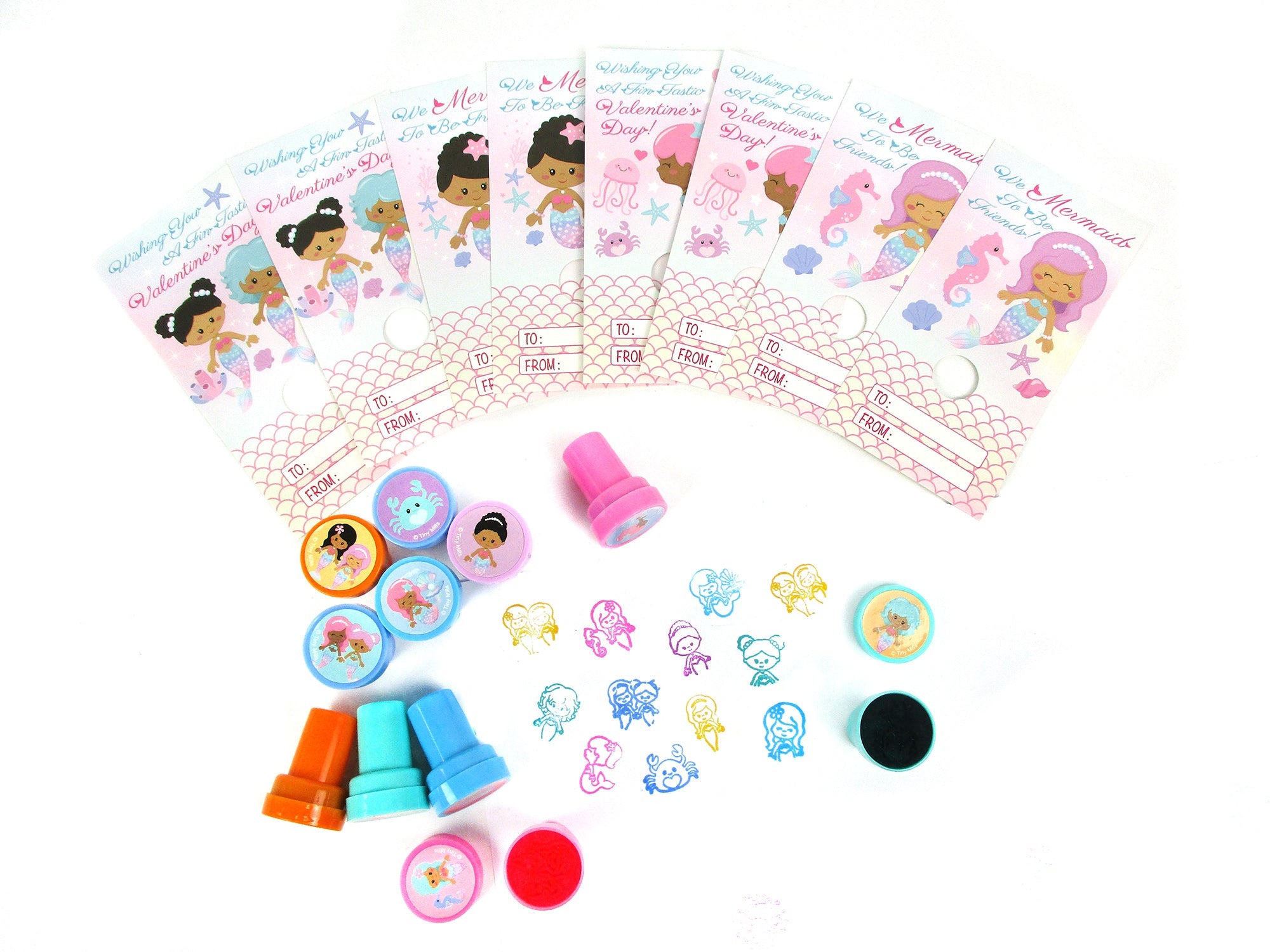 Rainbow Mermaid Valentine's Day Cards With Stampers For Classroom Exchange