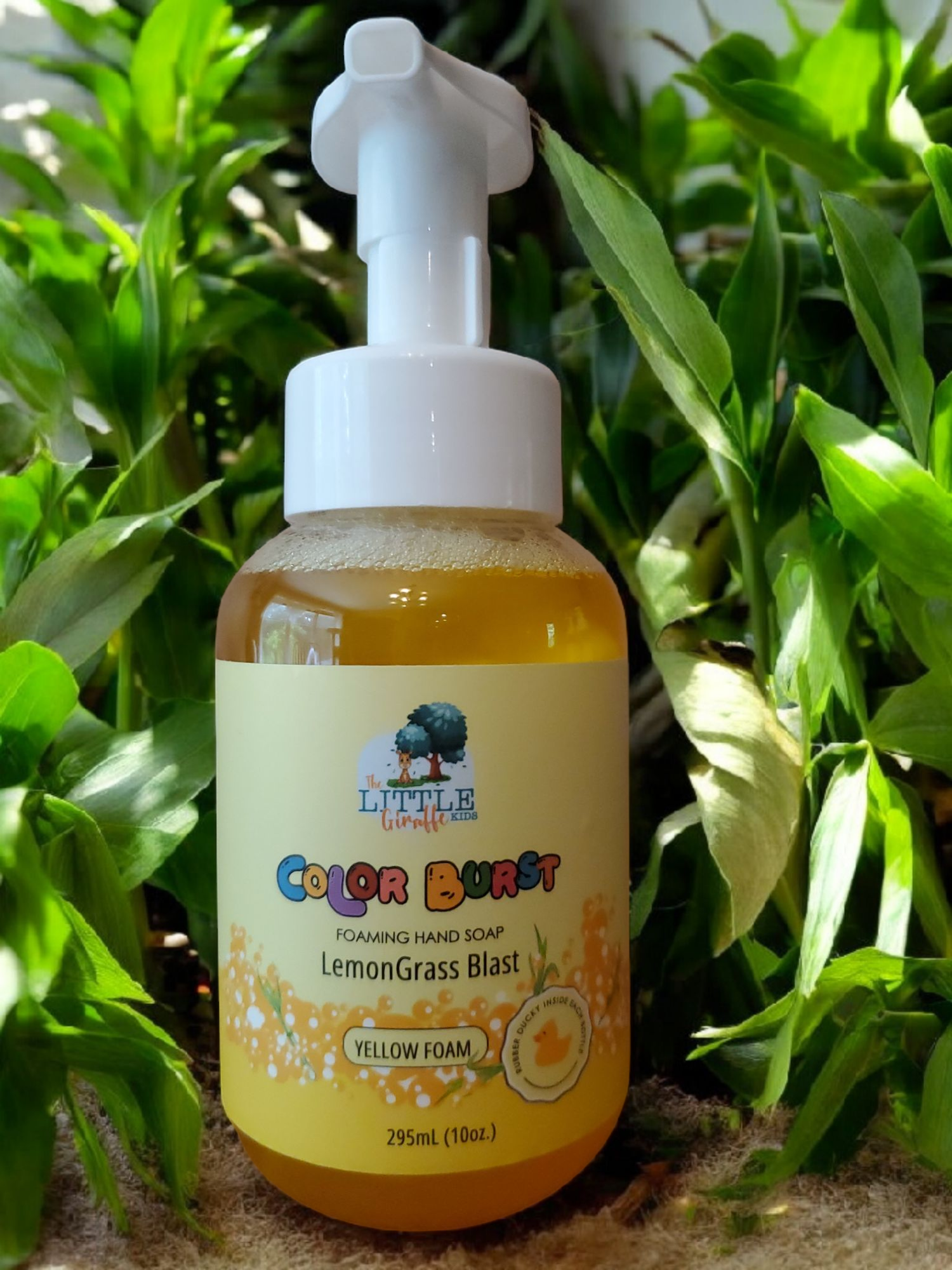 Non-toxic, Colorful Foaming Hand Soap For Kids. Yellow Foam. Lemongrass Scented.