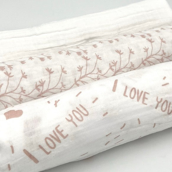 Swaddle Muslin Blankets: In The Meadow, Set Of 3, Girl Newborn Gift