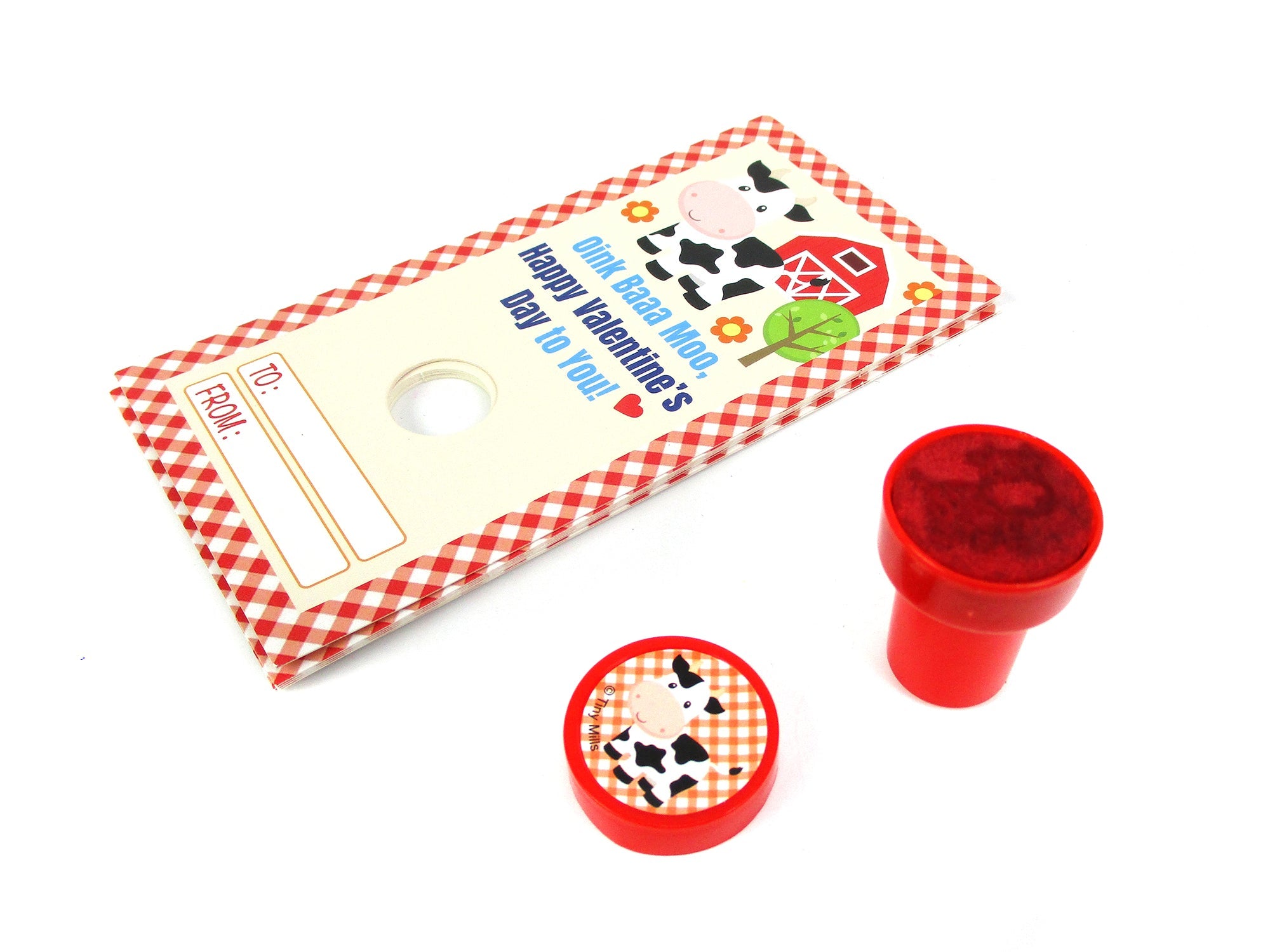 Barnyard Farm Animal Valentine's Day Cards With Stampers For Classroom Exchange