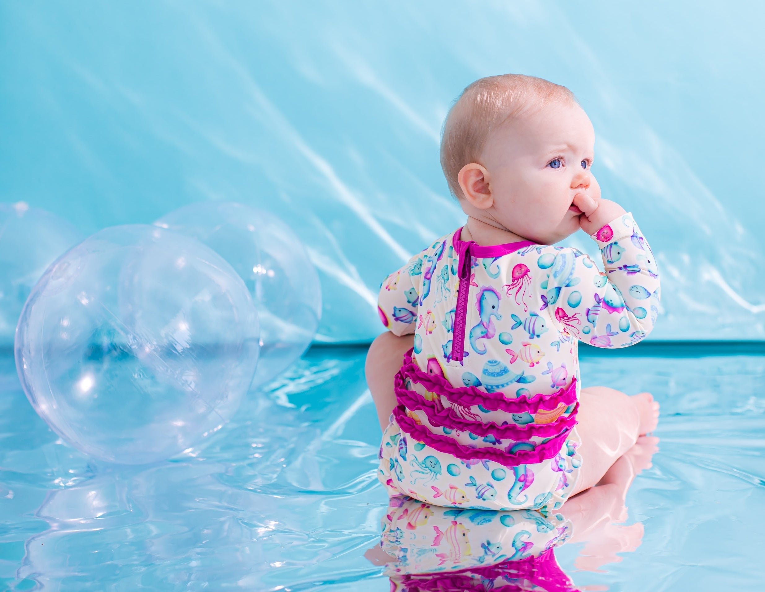 Coral Rash Guard Swimsuit- Baby