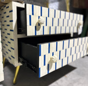 Blue/white Bone Inlay Side Table