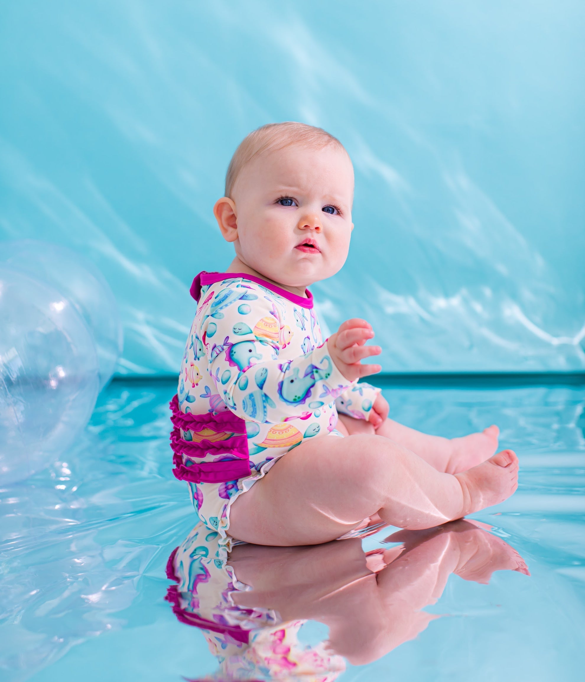 Coral Rash Guard Swimsuit- Baby