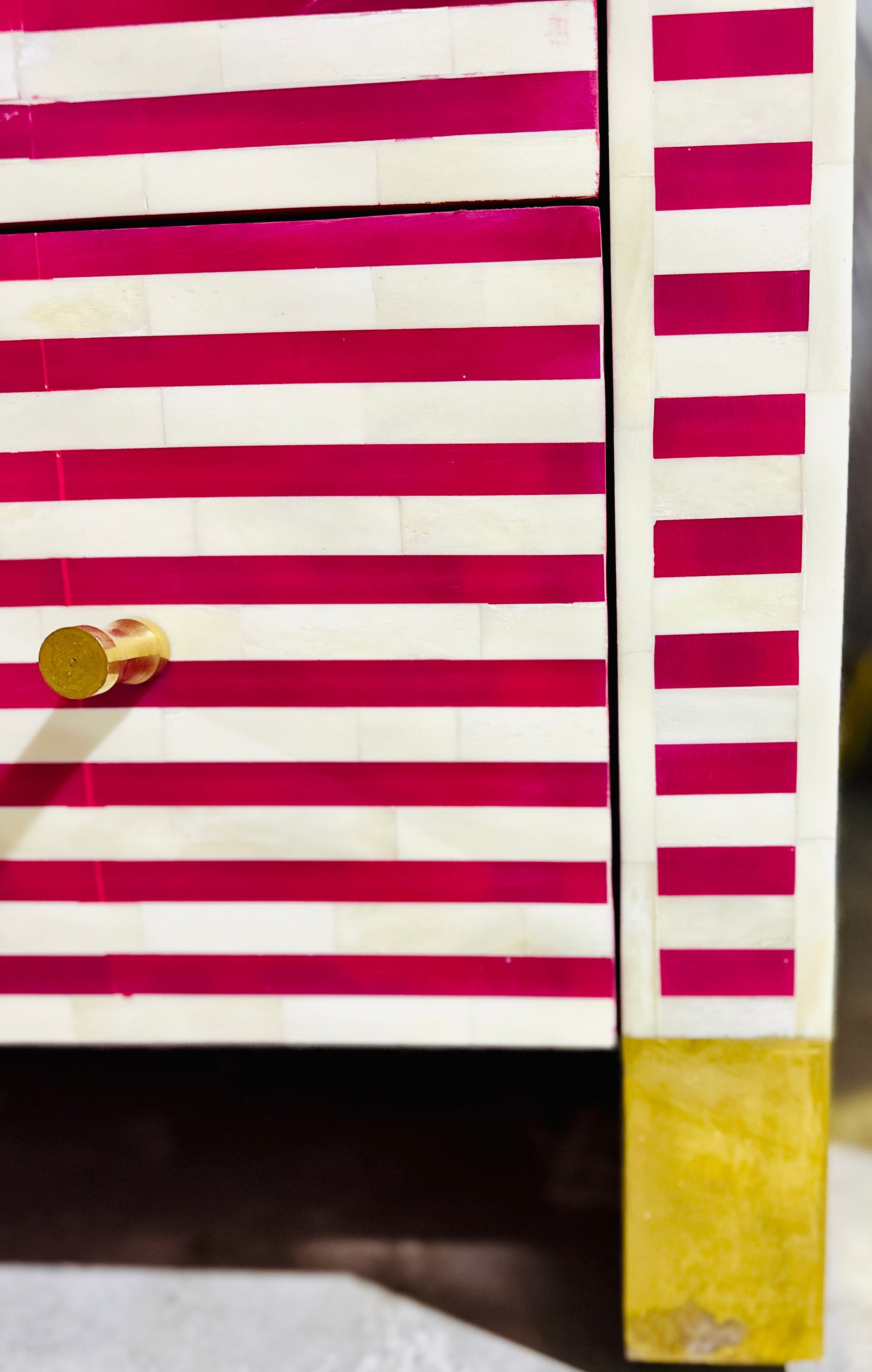 Hot Pink/white Bone Inlay 3-drawer Dresser