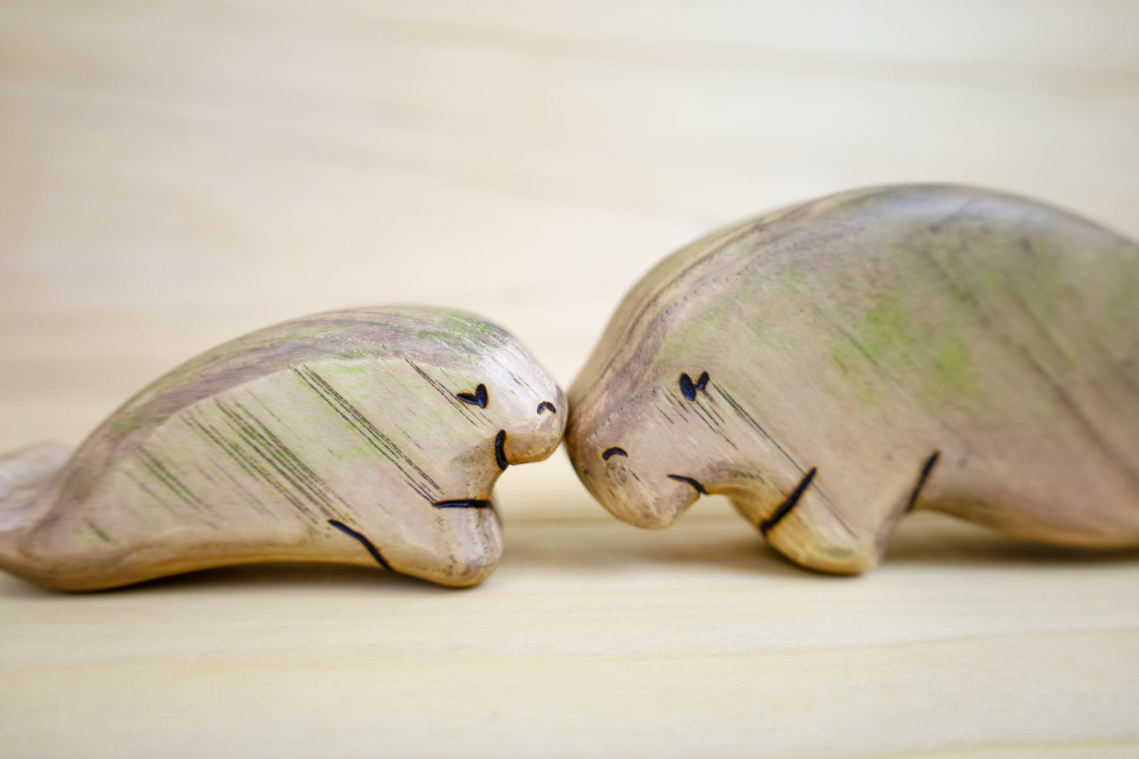 Wooden Manatee Toy- Mom Or Baby Manatee