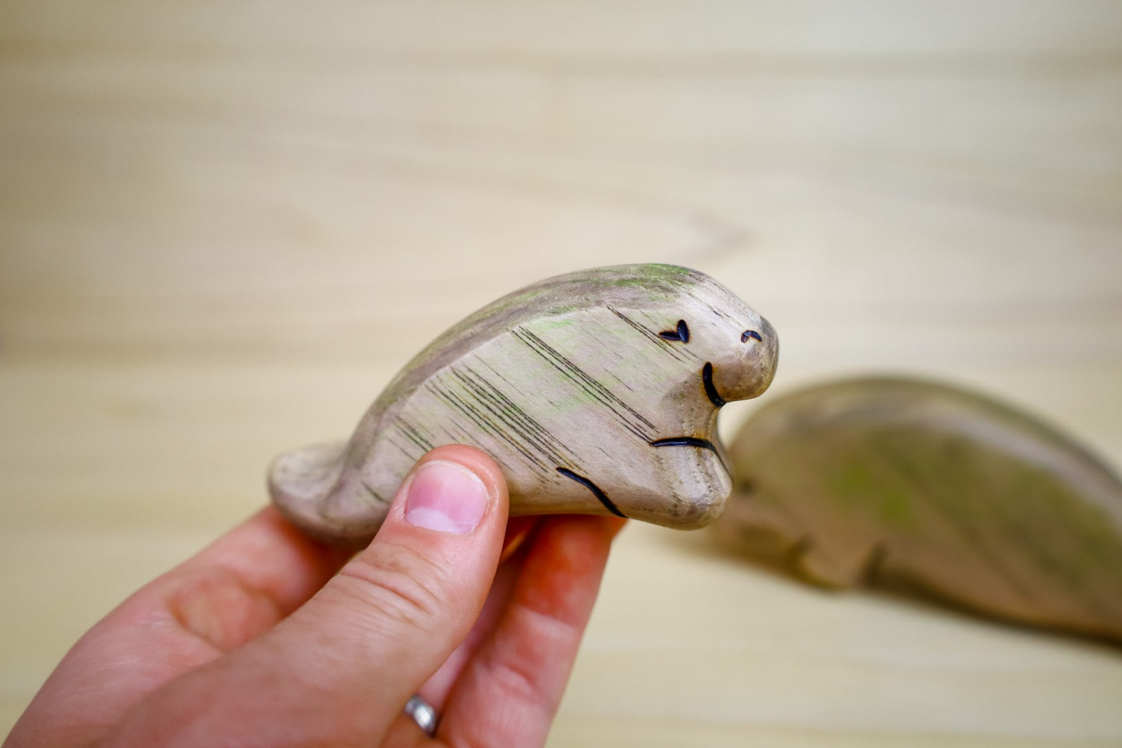 Wooden Manatee Toy- Mom Or Baby Manatee