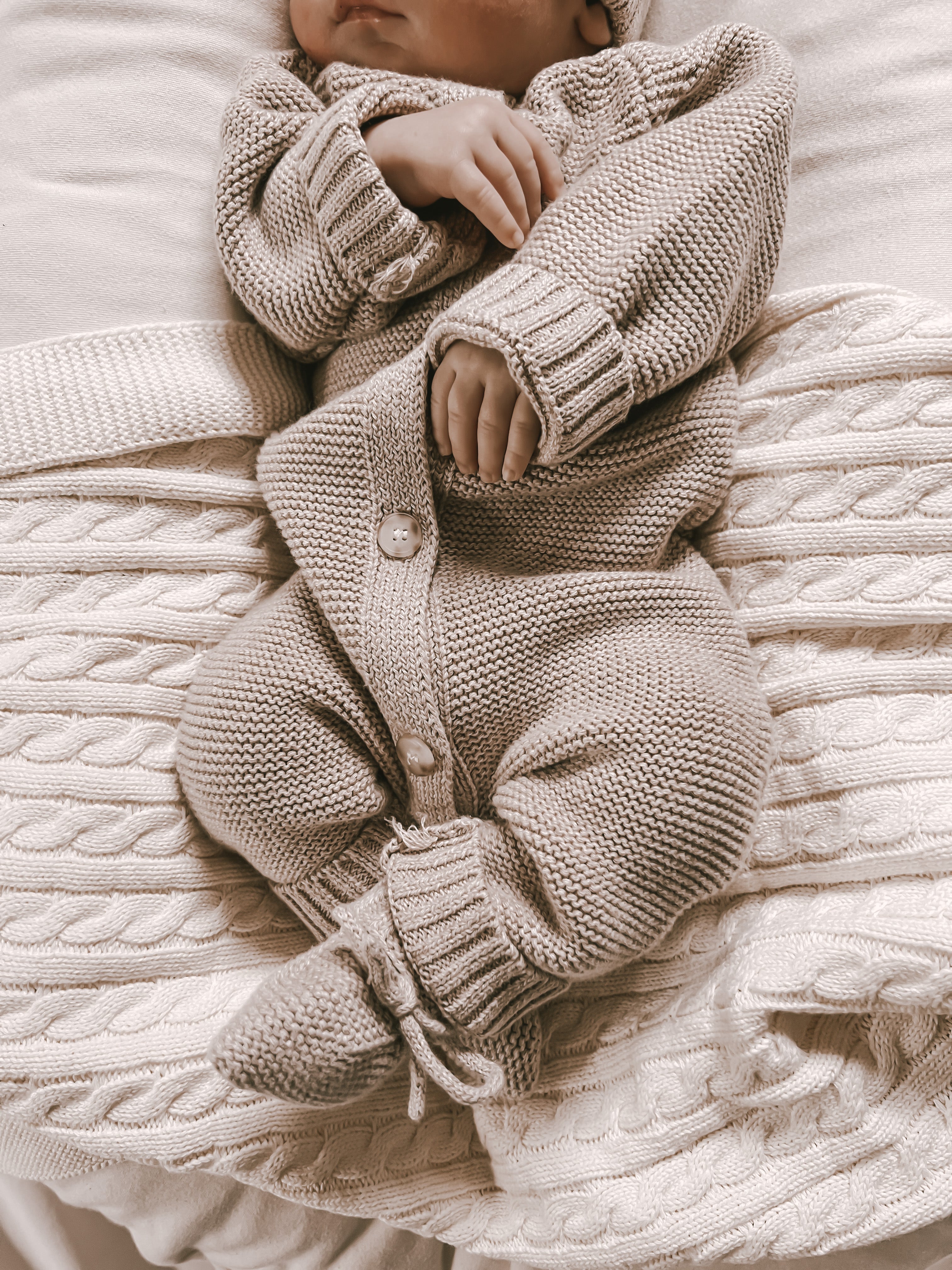 Luna + Luca Classic Purl Knit Jumpsuit - Heather Beige