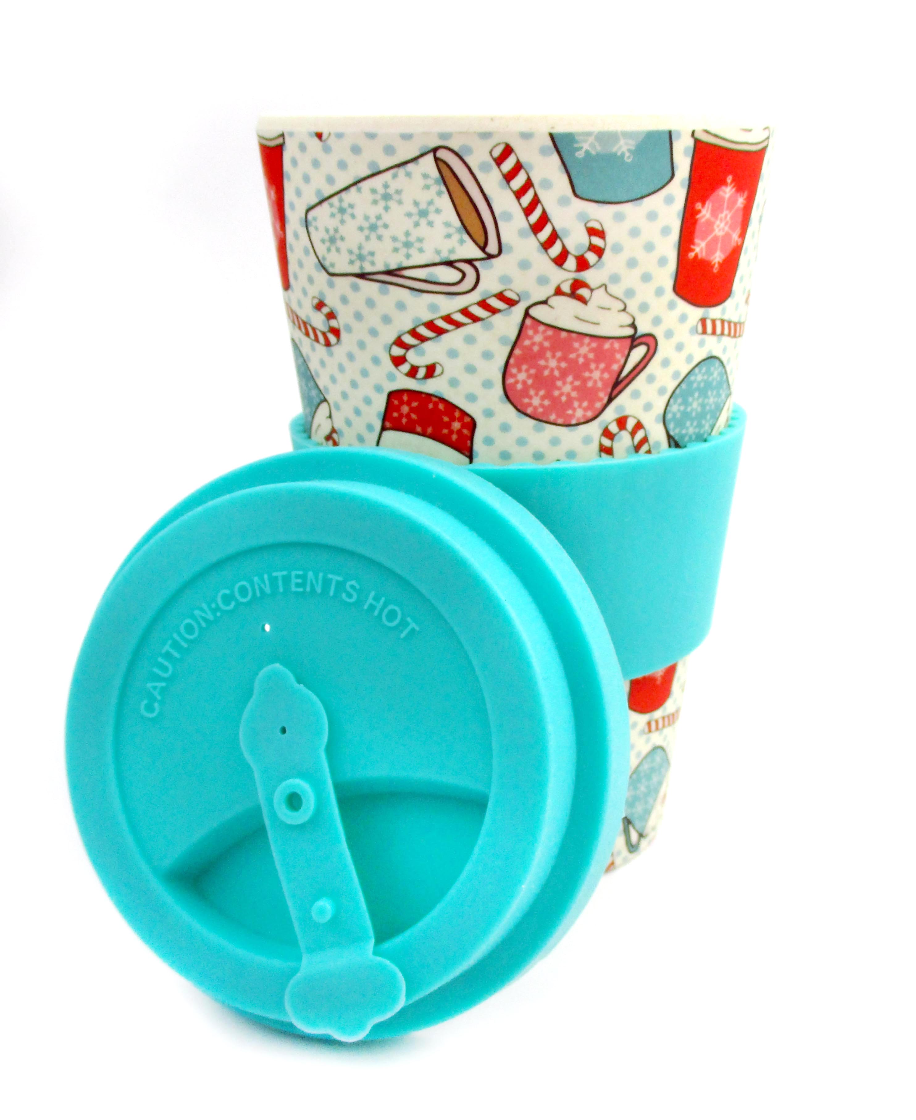 Eco-friendly Reusable Plant Fiber Holiday Travel Mug With Christmas Coffee Design