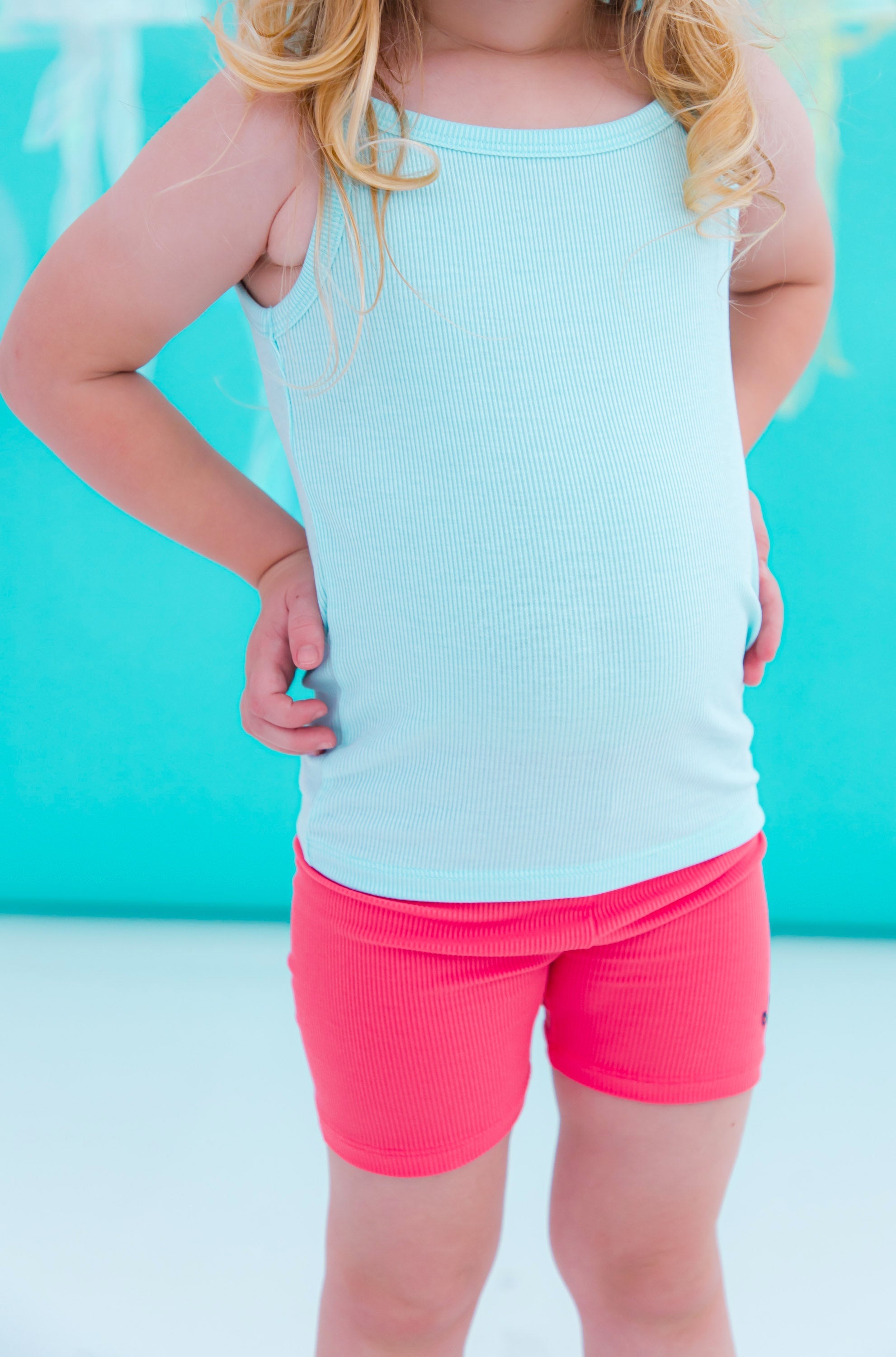 Aqua Ribbed Tank Top