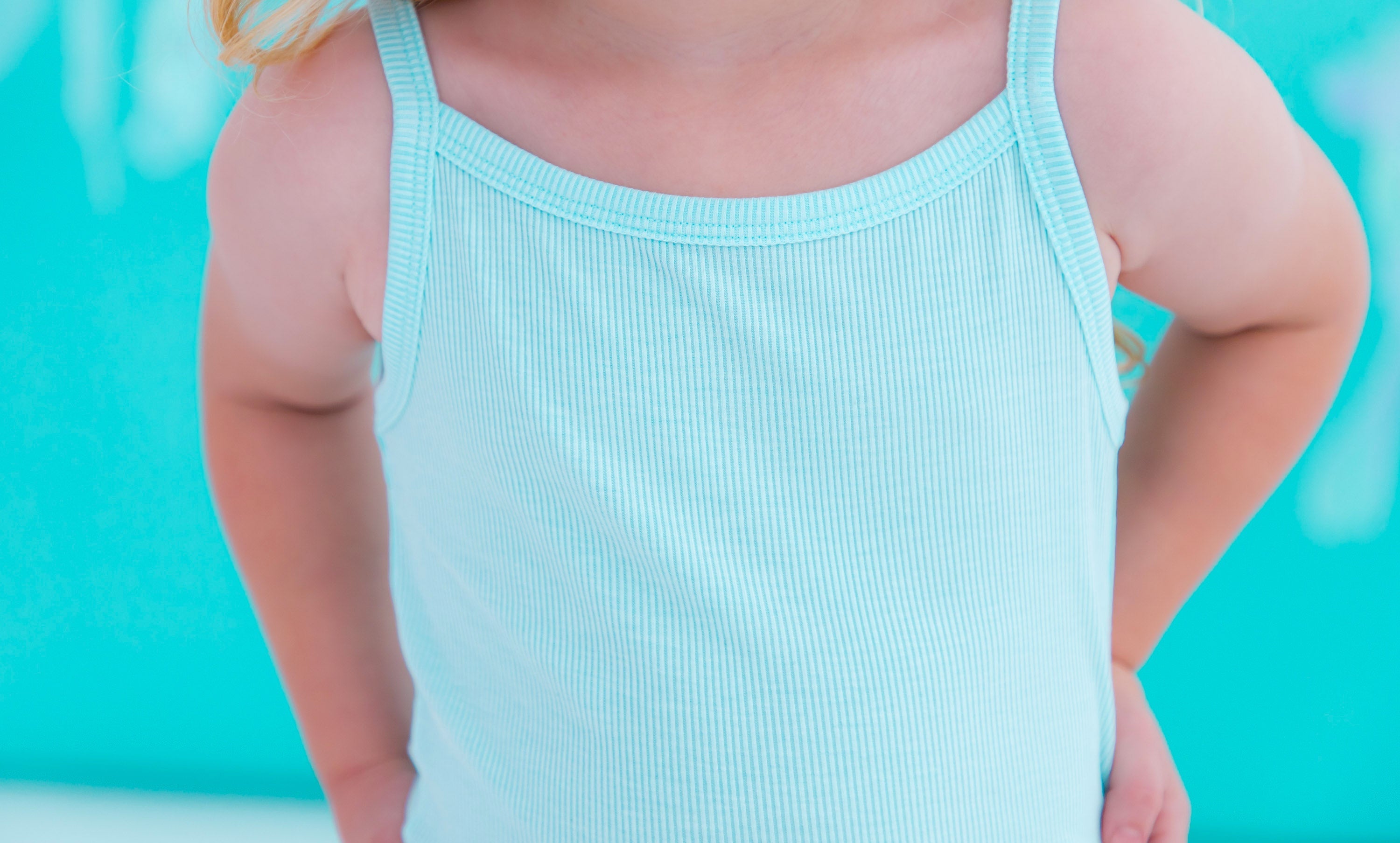 Aqua Ribbed Tank Top