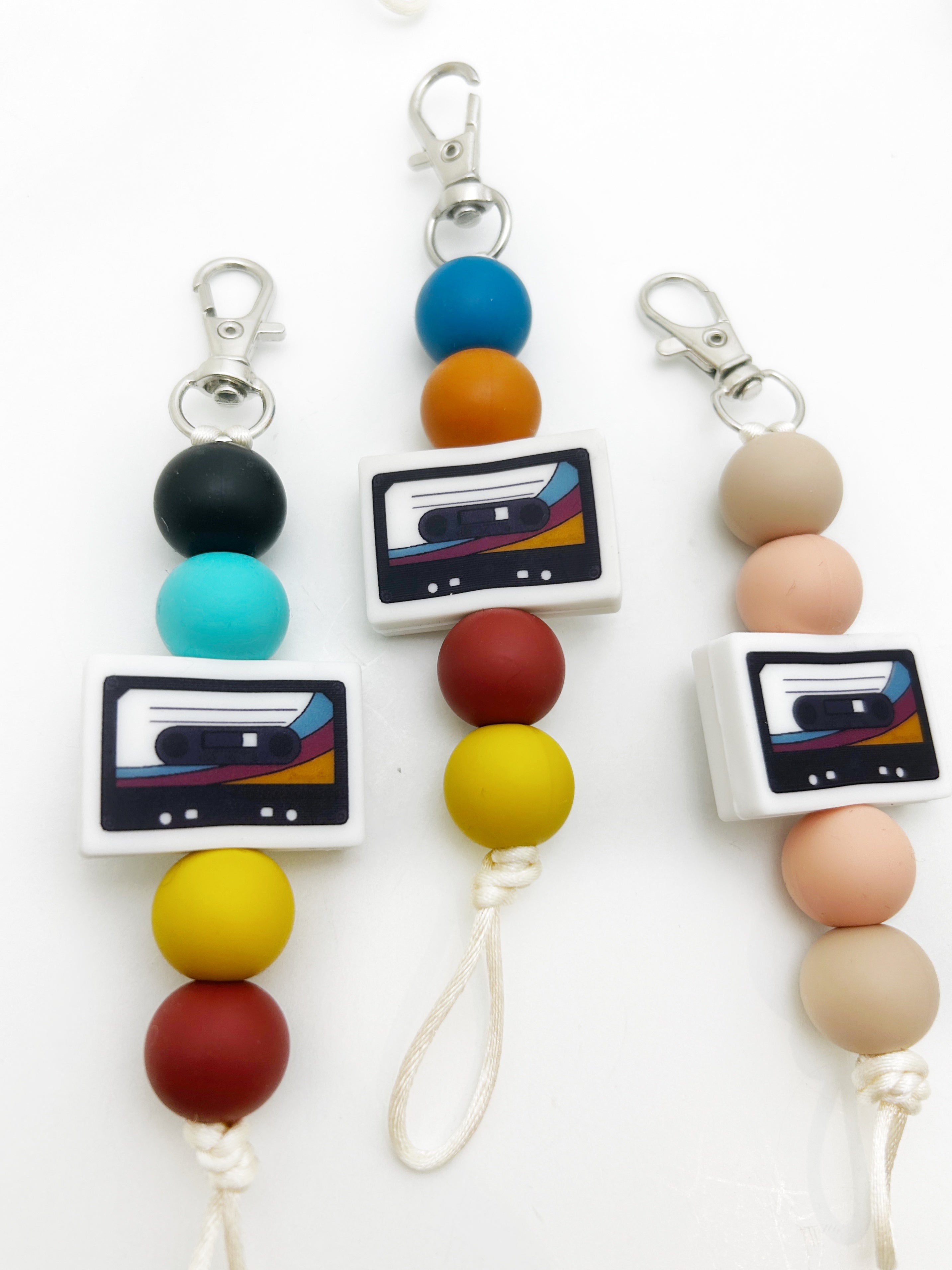 Retro Cassette Sensory Silicone Keychain - Fashionable Bag Charm