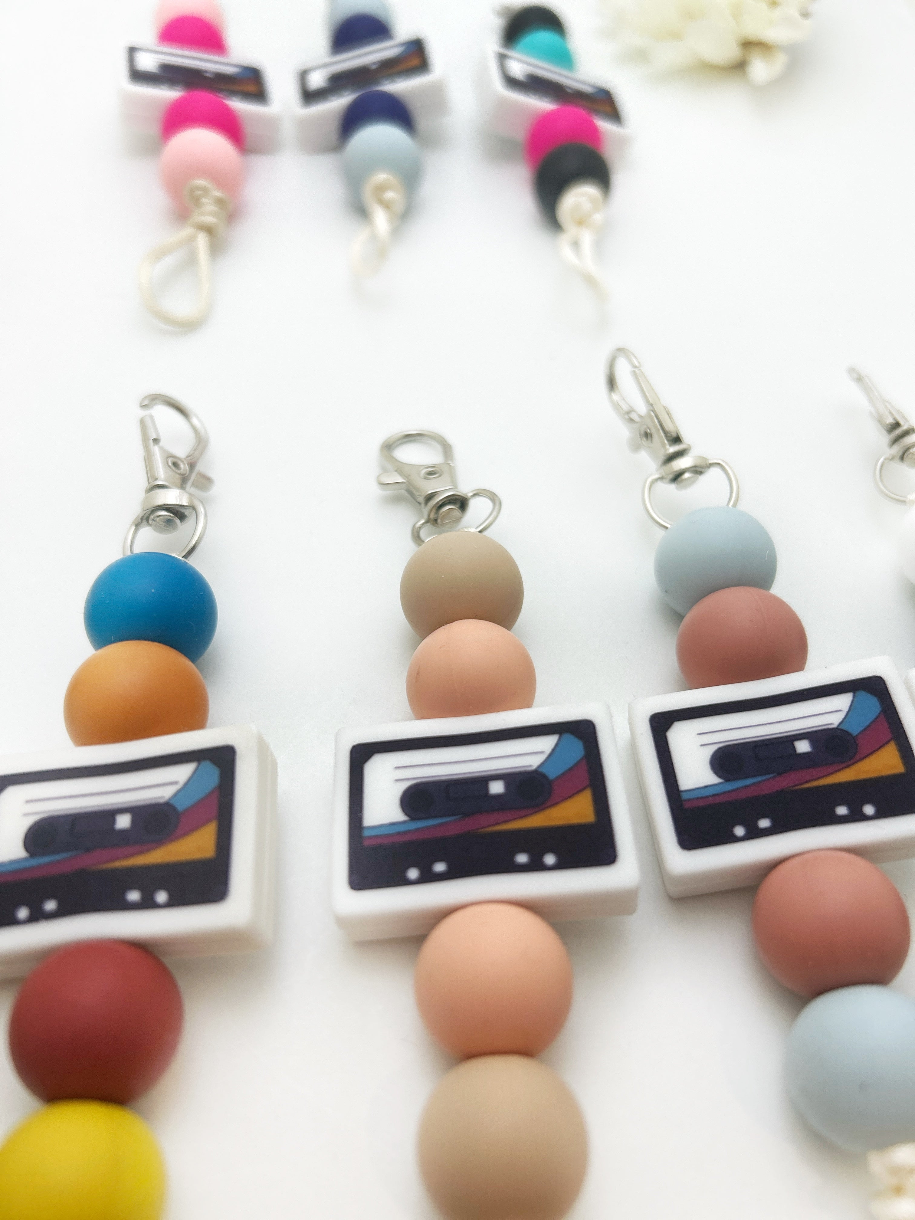 Retro Cassette Sensory Silicone Keychain - Fashionable Bag Charm