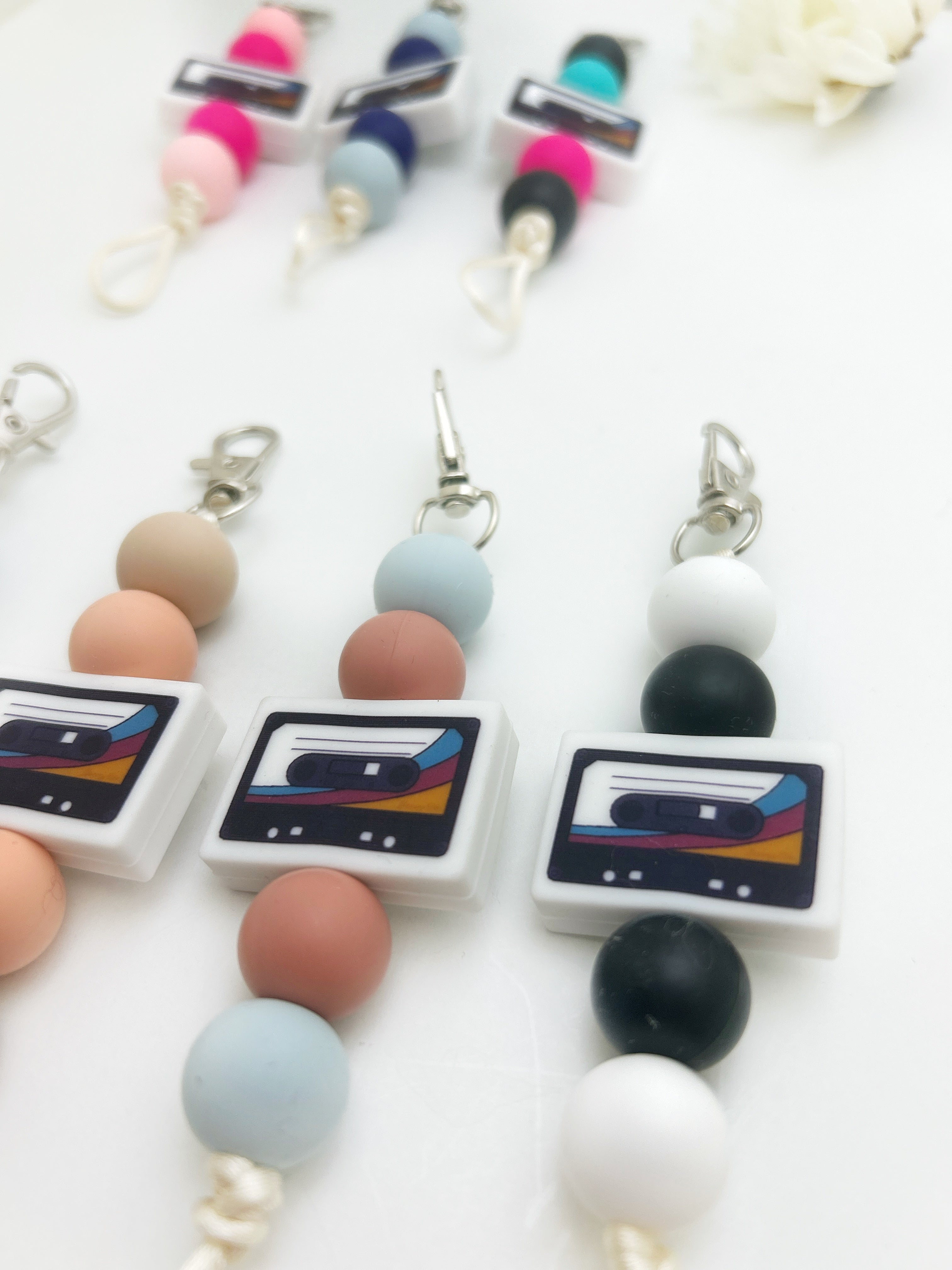 Retro Cassette Sensory Silicone Keychain - Fashionable Bag Charm
