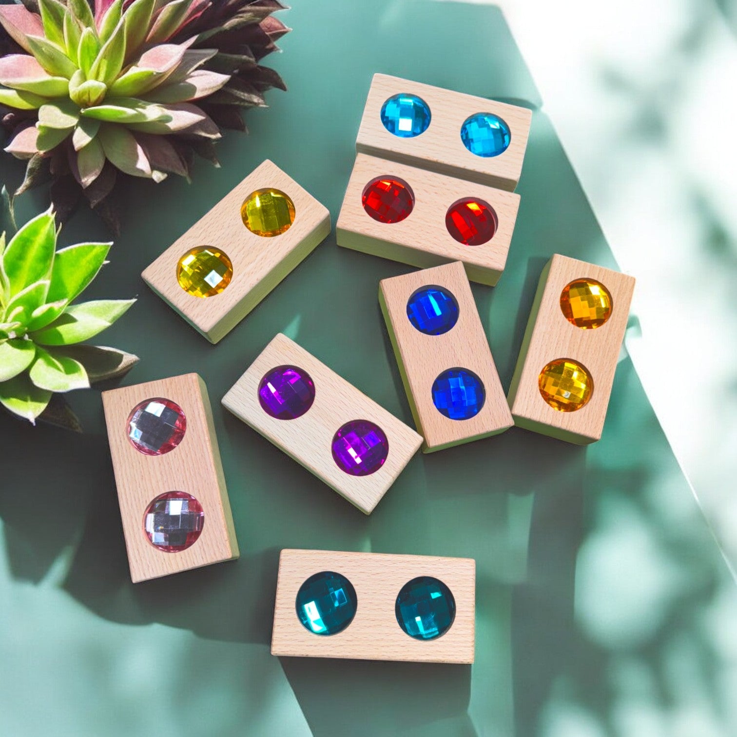 8 Pcs Rectangular Gemmed Blocks With Storage Tray